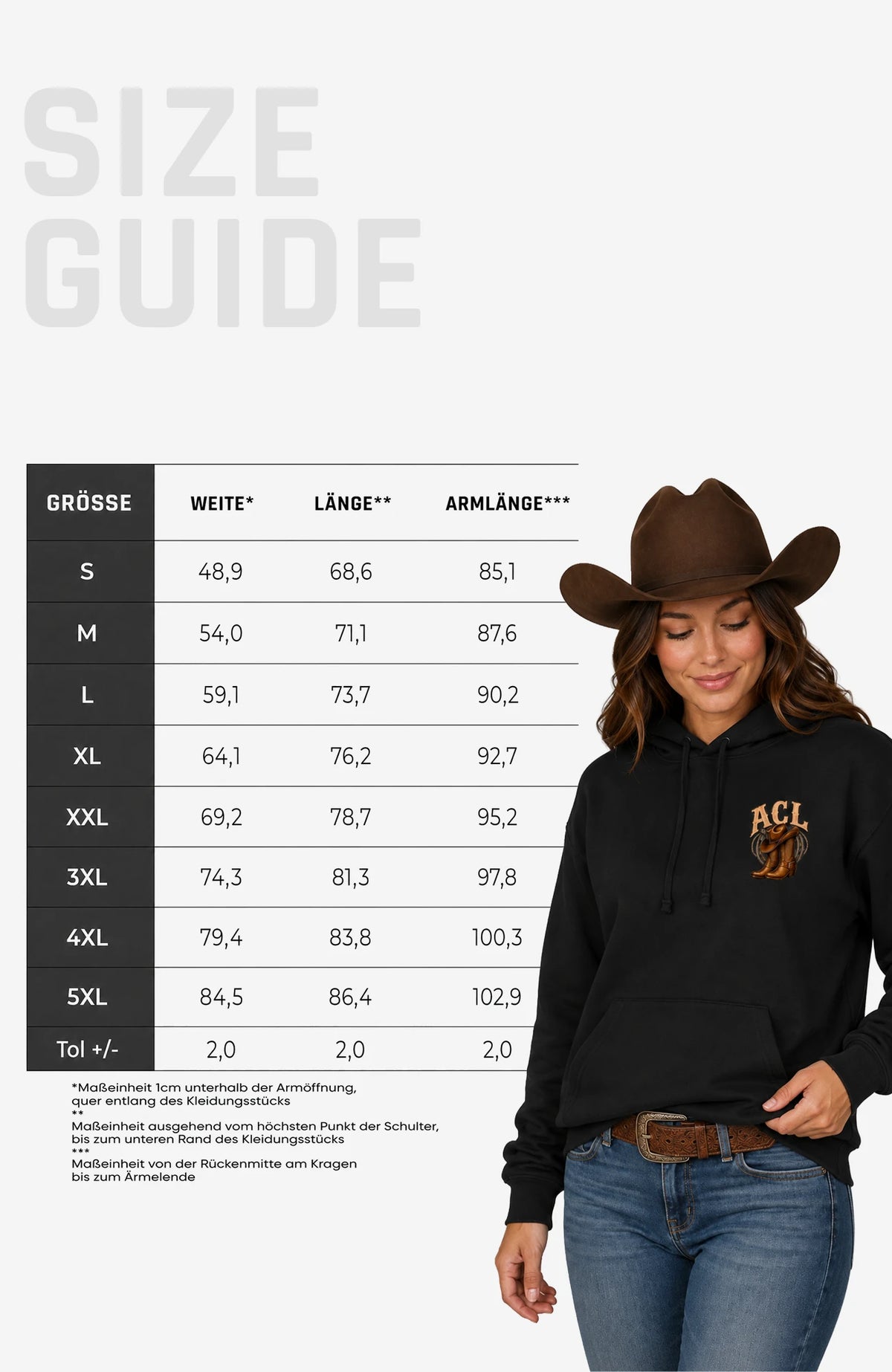 ACL | Hoodie Unisex | Farbiges Motiv Hoodie ACLHoodie-Unisex-Schwarz-Back-EnrolDesign-EnrolShop-SizeGuide