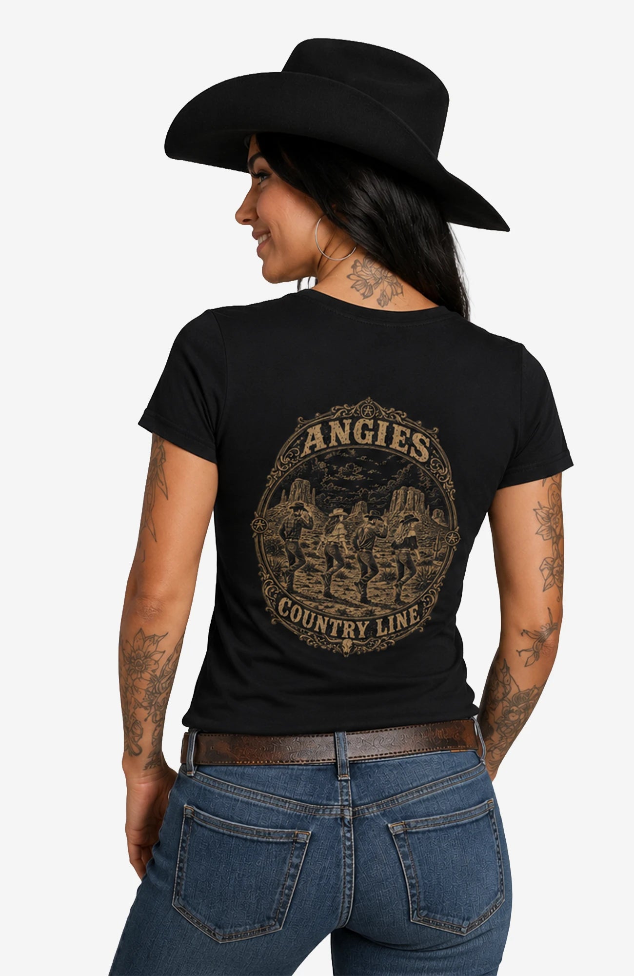 Angies Country Line | Damen-T-Shirt mit Rundhalsausschnitt – Einfarbig