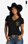 Angies Country Line | Damen-T-Shirt mit V-Ausschnitt – Einfarbig
