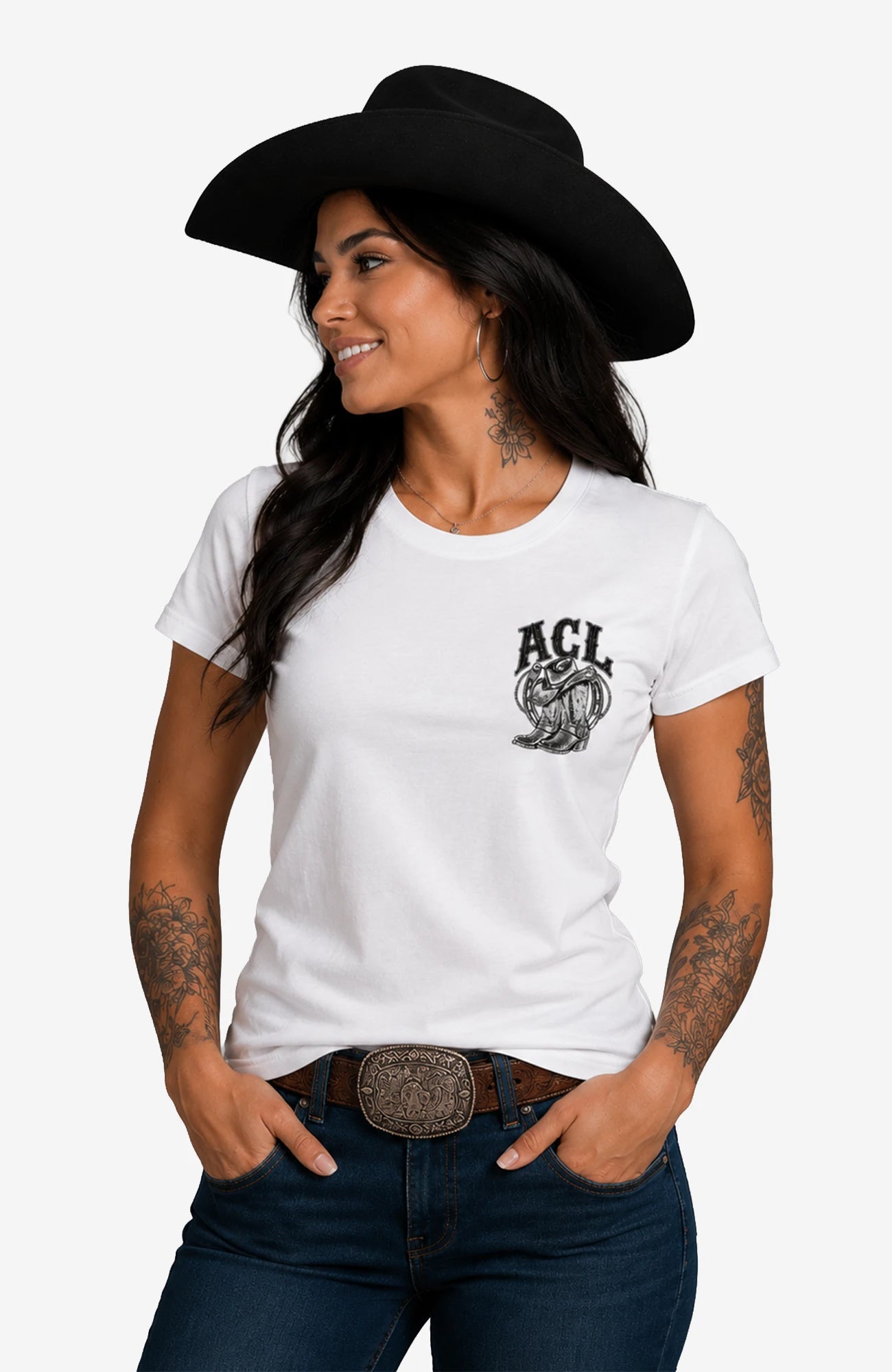 Angies Country Line | Damen-T-Shirt mit Rundhalsausschnitt – Einfarbig