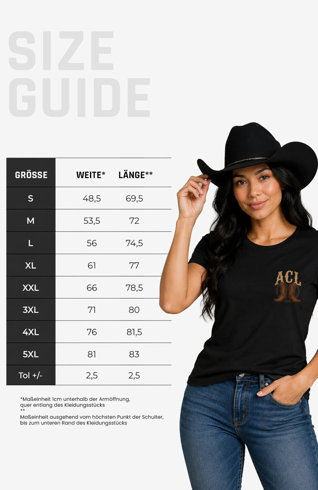 Angies Country Line | Damen T-Shirt mit Rundhalsausschnitt Shirt ACLShirt-Damen-Weiss-Rundhals-Front-EnrolDesign-EnrolShop-SizeGuide