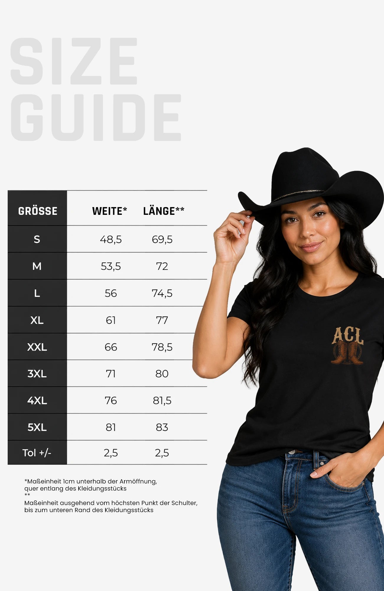 Angies Country Line | Damen T-Shirt mit Rundhalsausschnitt Shirt ACLShirt-Damen-Weiss-Rundhals-Front-EnrolDesign-EnrolShop-SizeGuide