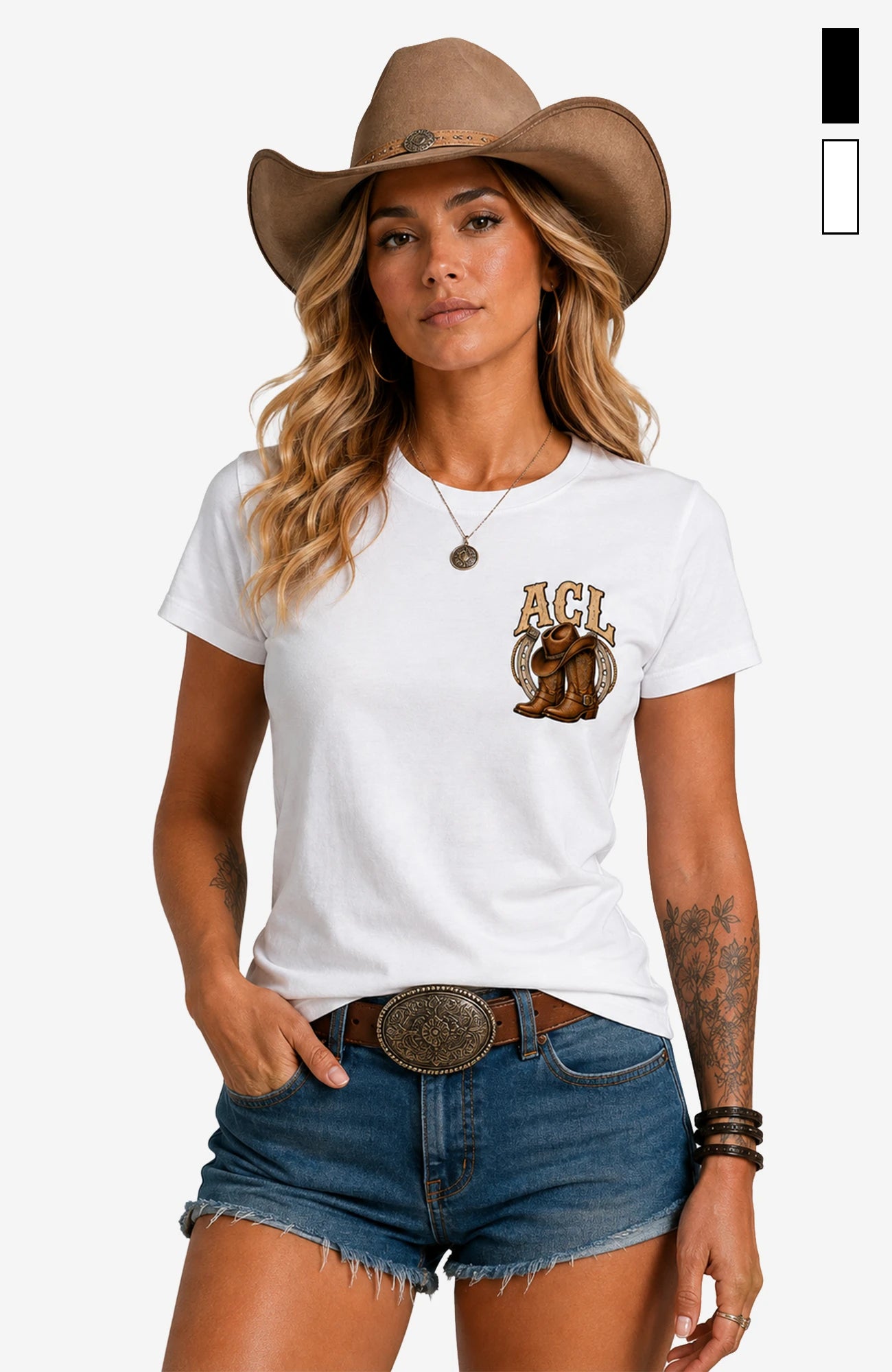 Angies Country Line | Damen T-Shirt mit Rundhalsausschnitt Weiß Shirt ACLShirt-Damen-Weiss-Rundhals-Front-EnrolDesign-EnrolShop-mitFarbe.-NEUwebp