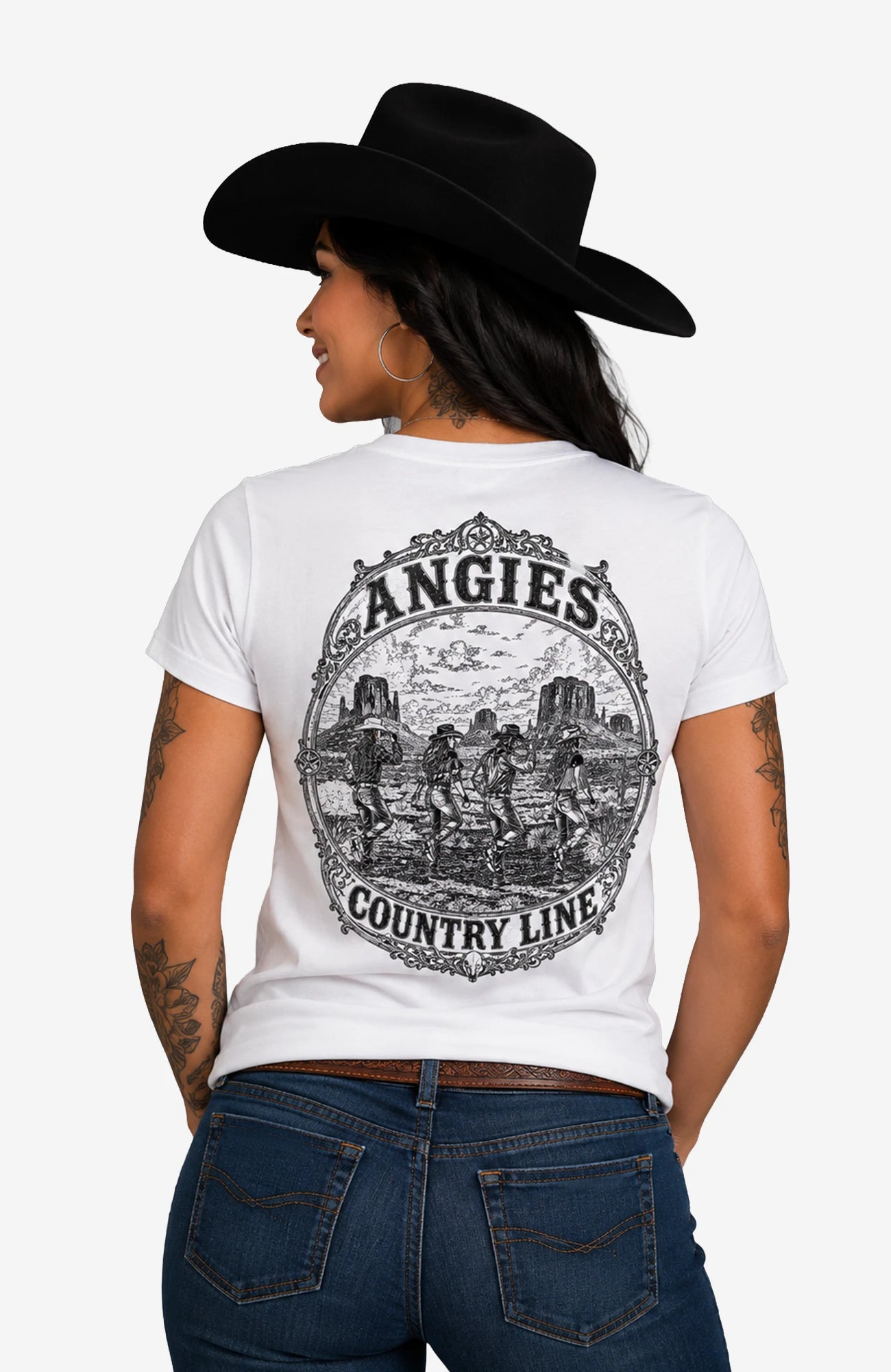 Angies Country Line | Damen-T-Shirt mit V-Ausschnitt – Einfarbig