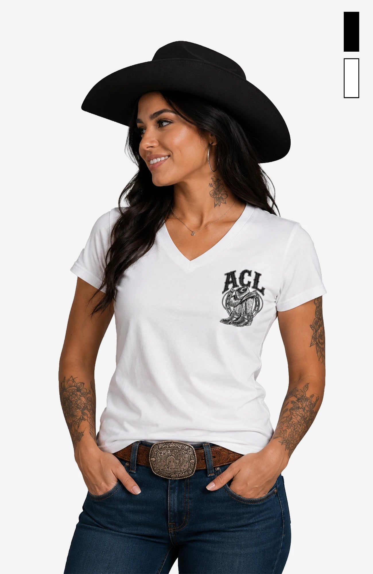 Angies Country Line | Damen-T-Shirt mit V-Ausschnitt – Einfarbig
