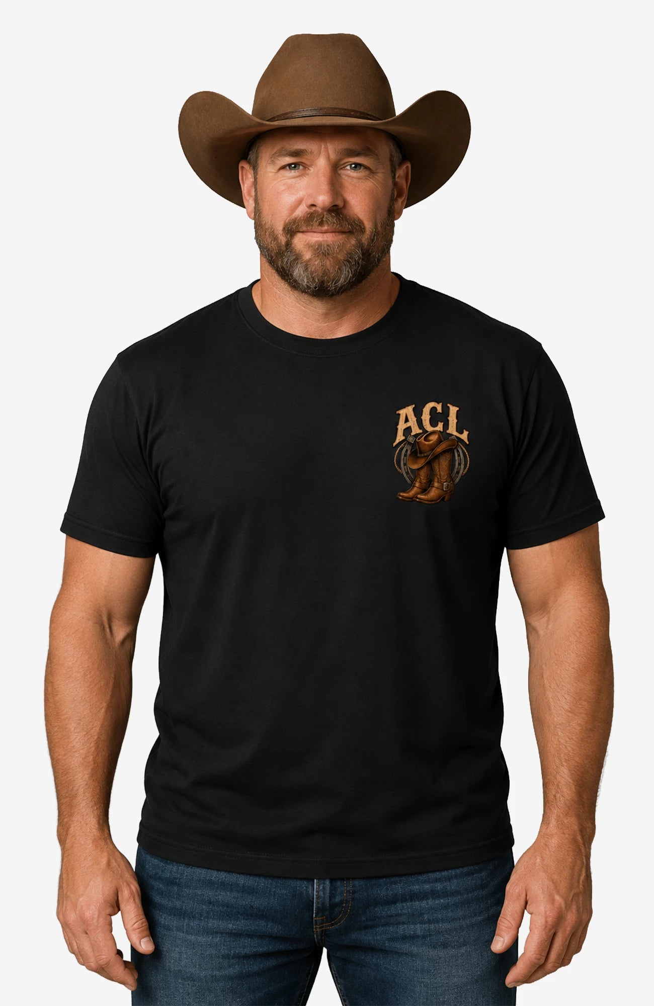 Angies Country Line | HerrenT-Shirt mit Rundhalsausschnitt Schwarz Shirt ACLShirt-Herren-Schwarz-Rundhals-Front-EnrolDesign-EnrolShop-01