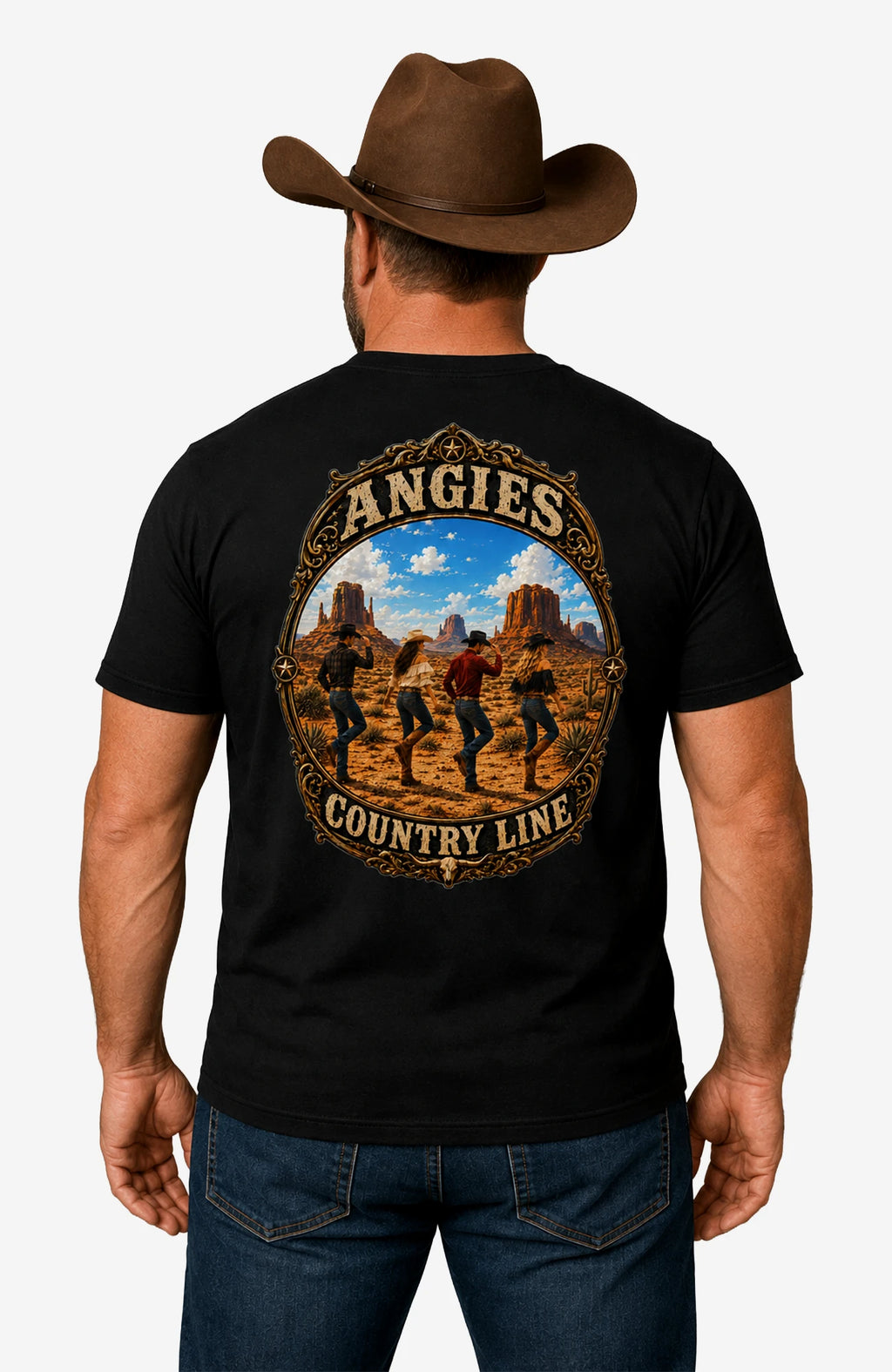 Angies Country Line | HerrenT-Shirt mit Rundhalsausschnitt Shirt ACLShirt-Herren-Schwarz-Rundhals-Front-EnrolDesign-EnrolShop-02