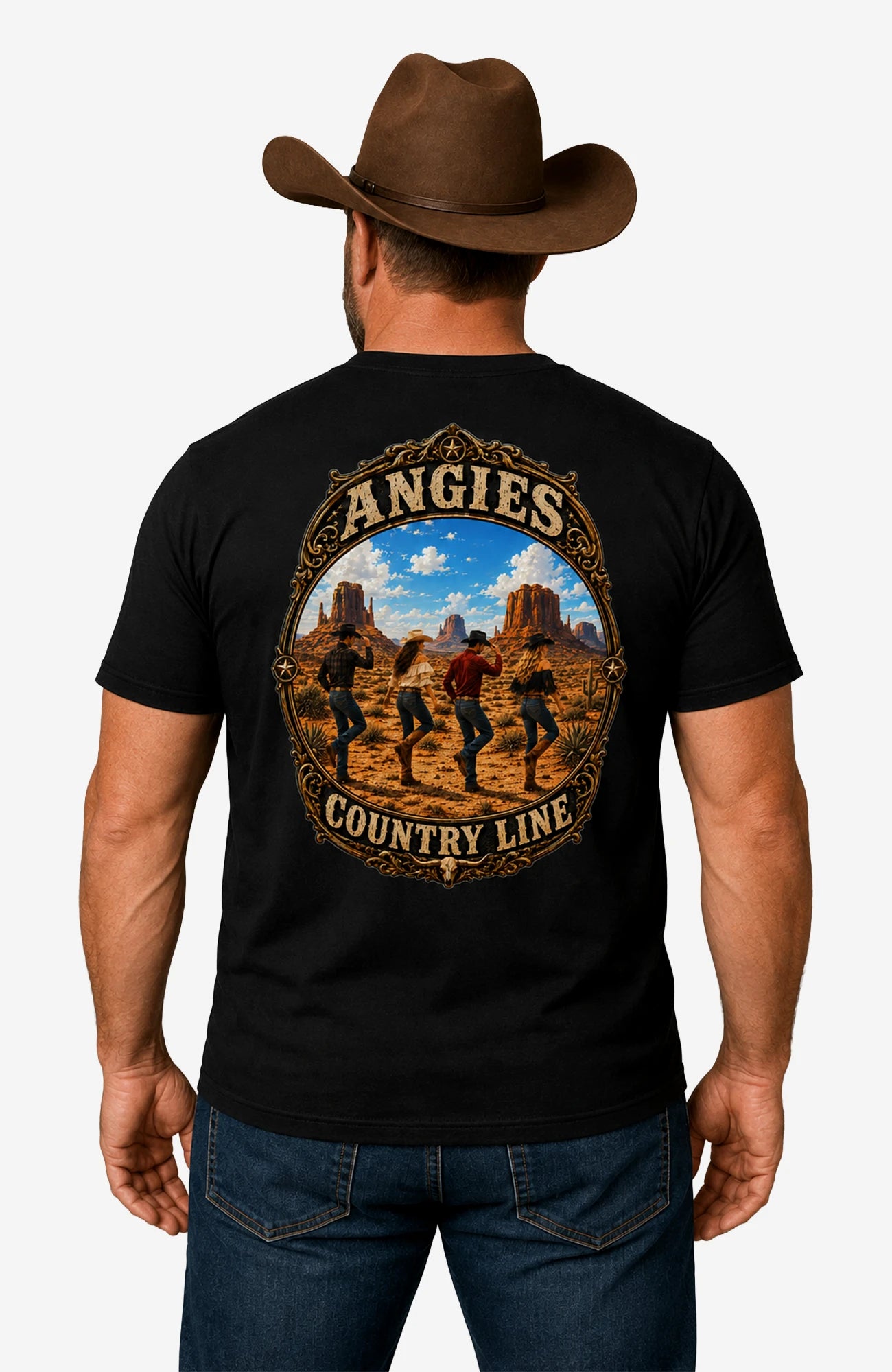 Angies Country Line | HerrenT-Shirt mit Rundhalsausschnitt Shirt ACLShirt-Herren-Schwarz-Rundhals-Front-EnrolDesign-EnrolShop-02