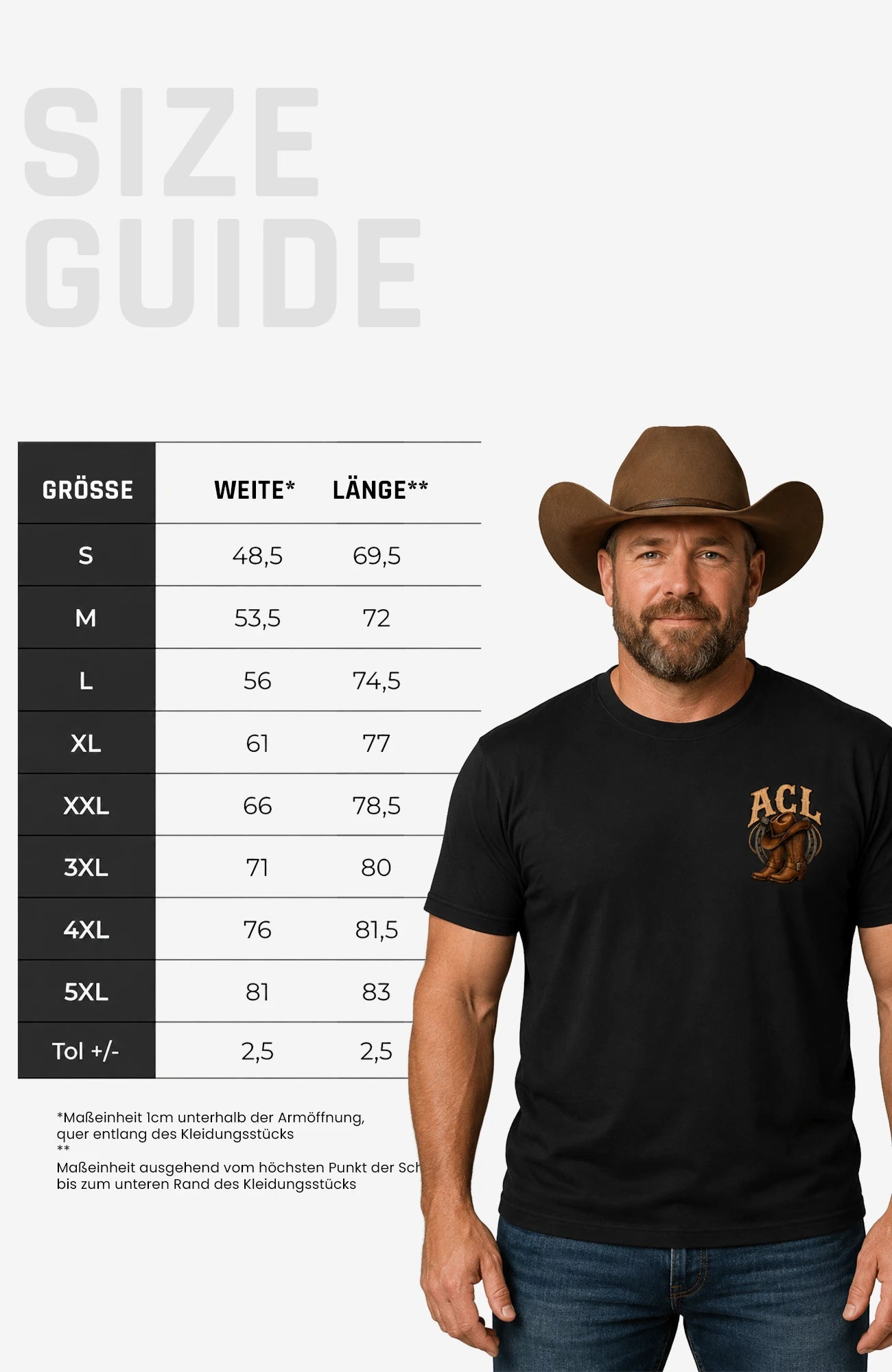 Angies Country Line | HerrenT-Shirt mit Rundhalsausschnitt Shirt ACLShirt-Herren-Schwarz-Rundhals-Front-EnrolDesign-EnrolShop-SizeGuide