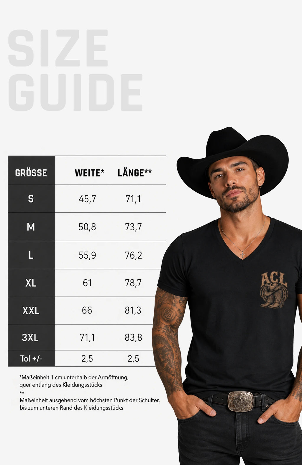 Angies Country Line | Herren-T-Shirt mit V-Ausschnitt – Einfarbig