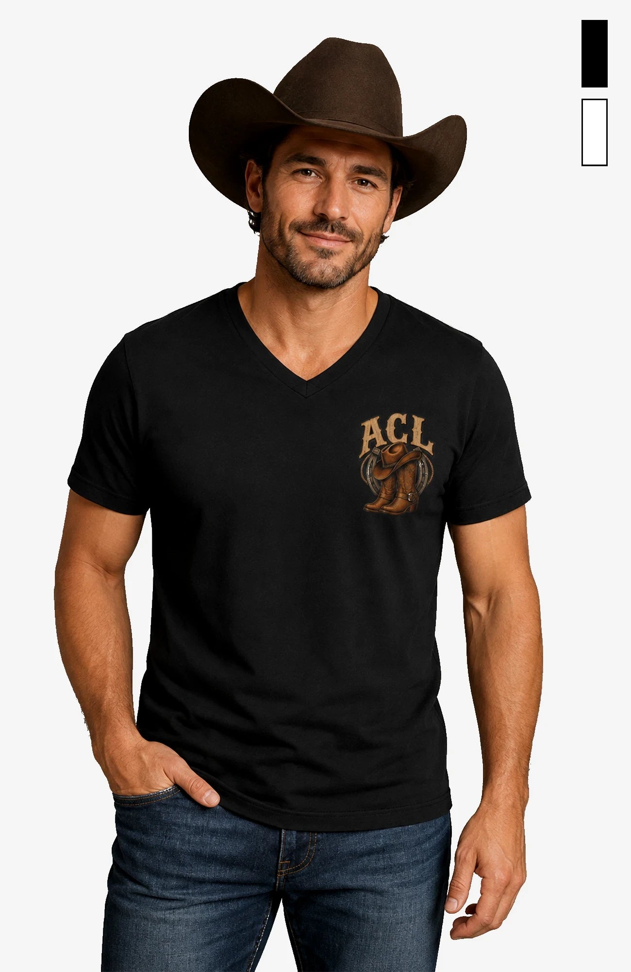 Angies Country Line | Herren T-Shirt mit V-Ausschnitt Shirt ACLShirt-Herren-Schwarz-VAusschnitt-Front-EnrolDesign-EnrolShop-01mitFarben