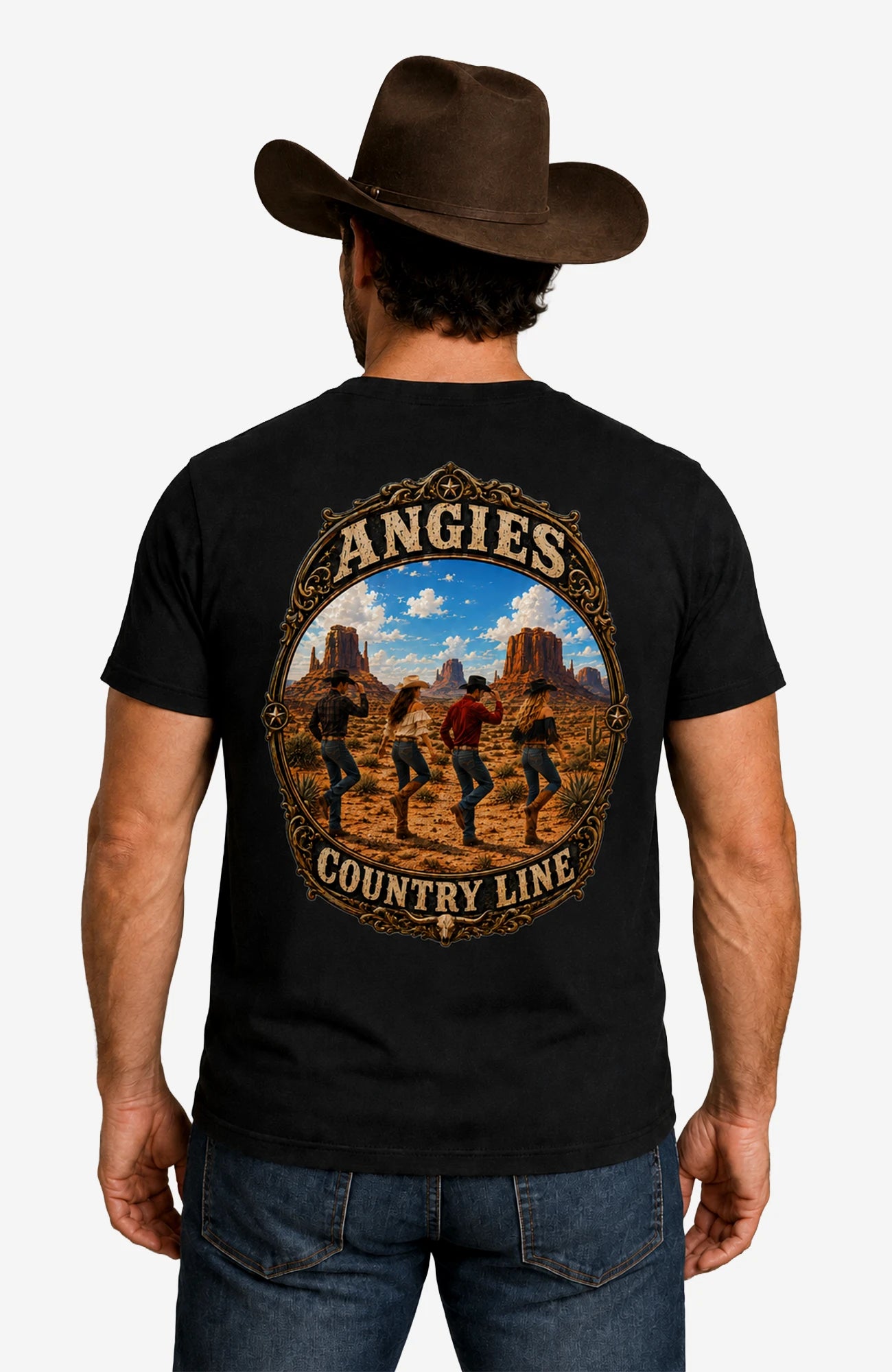 Angies Country Line | Herren T-Shirt mit V-Ausschnitt Shirt ACLShirt-Herren-Schwarz-VAusschnitt-Front-EnrolDesign-EnrolShop-02