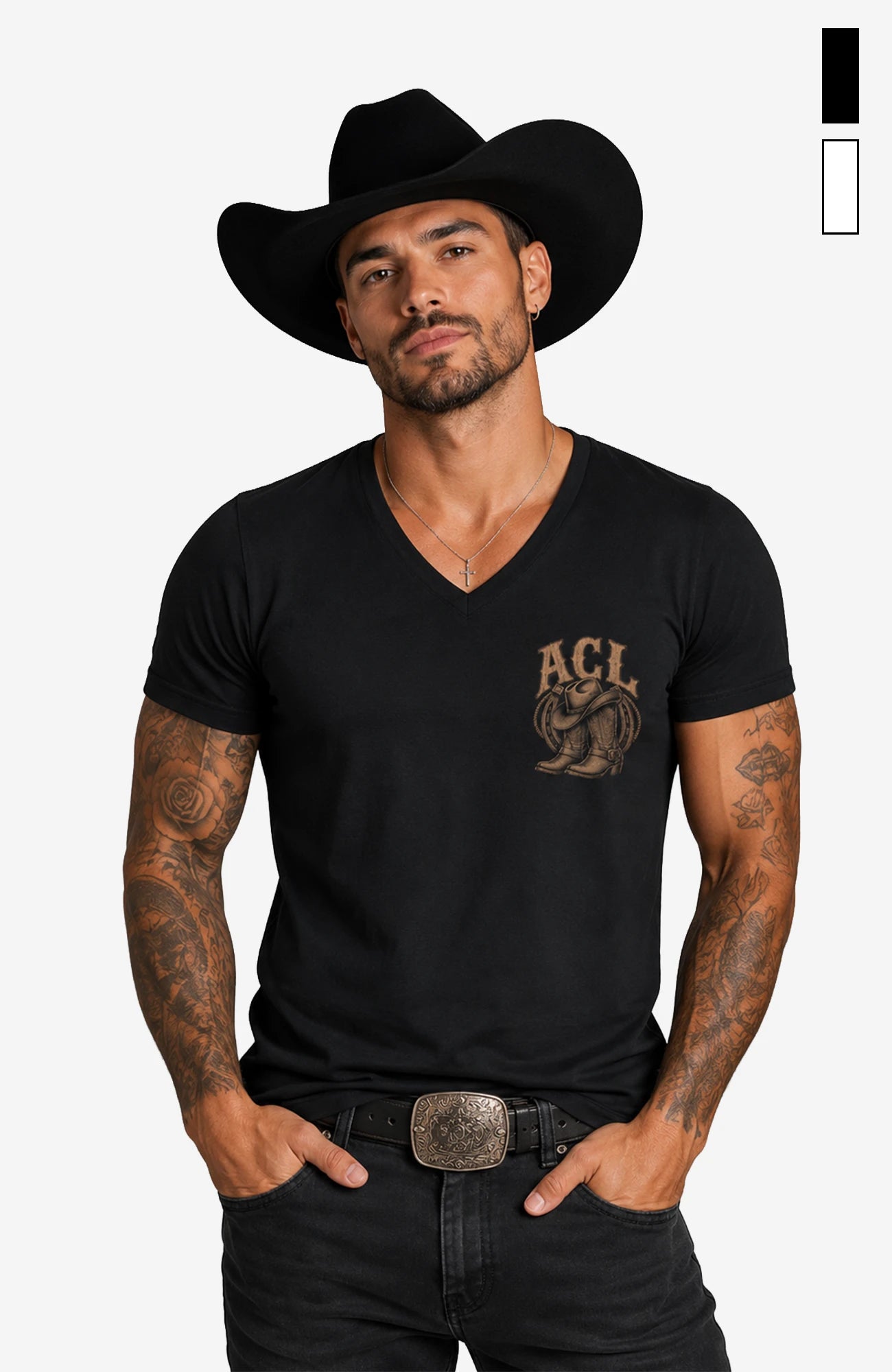 Angies Country Line | Herren-T-Shirt mit V-Ausschnitt – Einfarbig