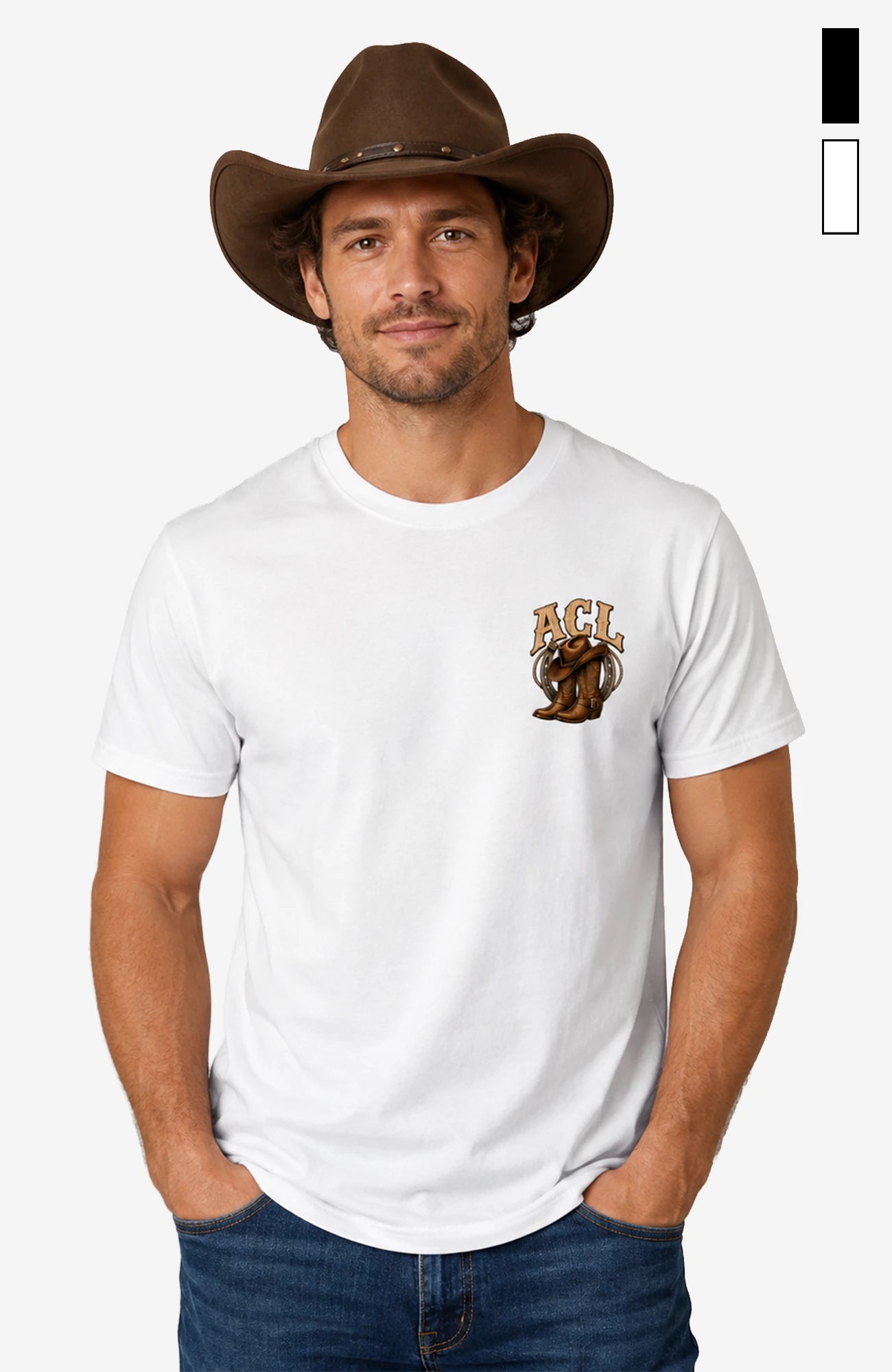 Angies Country Line | HerrenT-Shirt mit Rundhalsausschnitt Shirt ACLShirt-Herren-Weiss-Rundhals-Front-EnrolDesign-EnrolShop-01mitFarbe