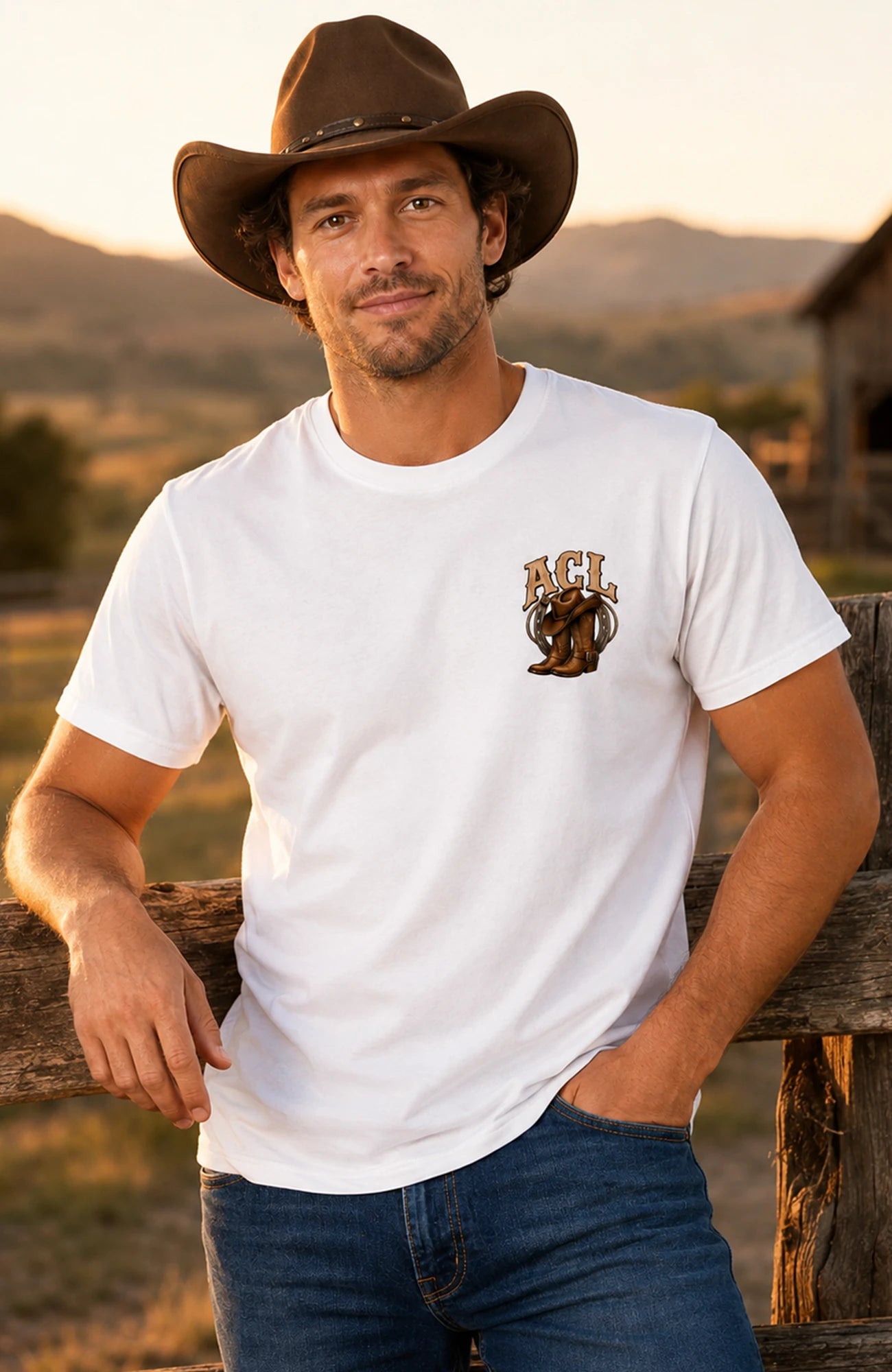 Angies Country Line | HerrenT-Shirt mit Rundhalsausschnitt Shirt ACLShirt-Herren-Weiss-Rundhals-Front-EnrolDesign-EnrolShop-03