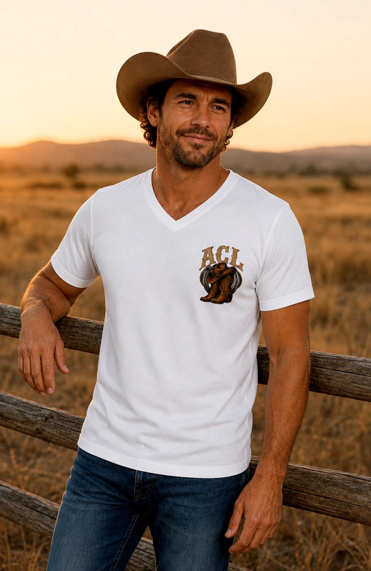 Angies Country Line | Herren T-Shirt mit V-Ausschnitt Shirt ACLShirt-Herren-Weiss-VAusschnitt-Front-EnrolDesign-EnrolShop-03