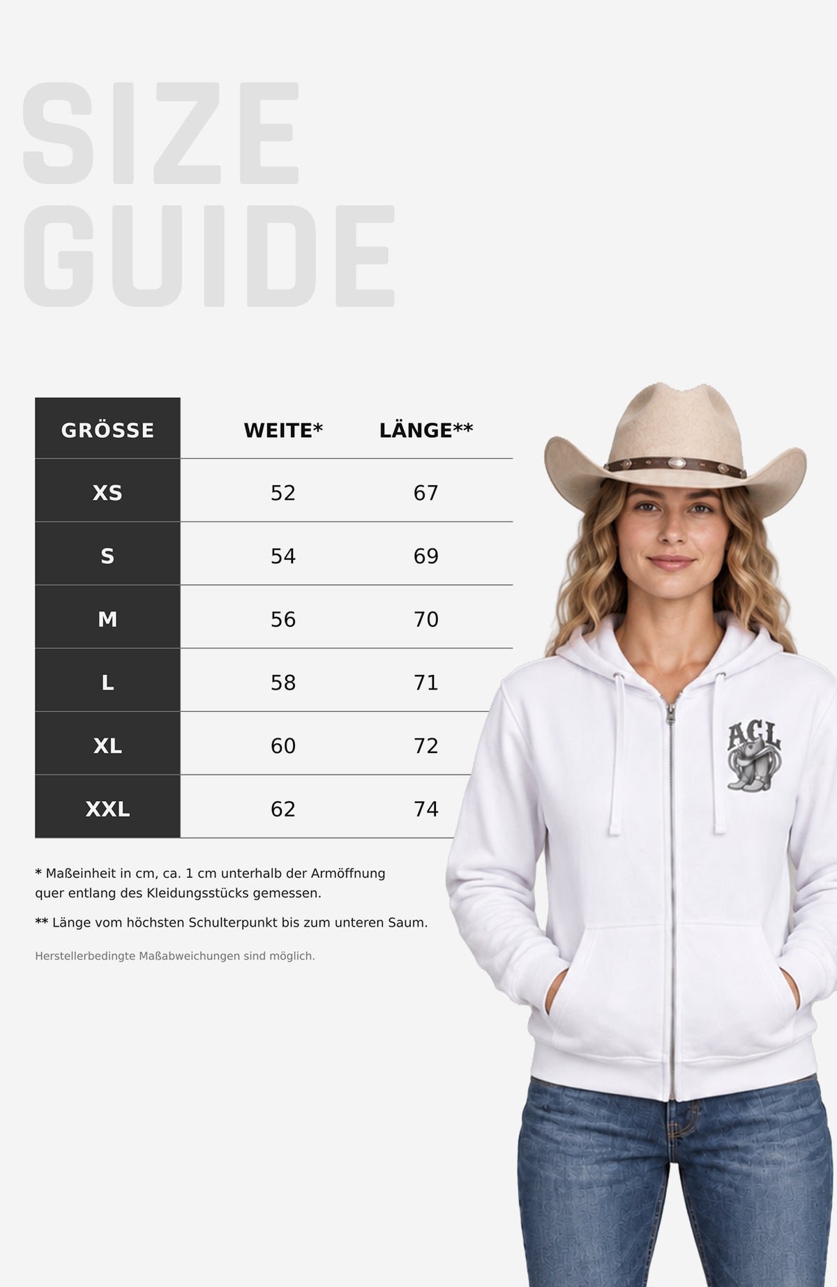 ACL | Sweatjacke mit Kapuze Unisex | Einfarbig Sweatter ACLSweatjackemitKapuze-Unisex-Titelbild-Einfarbig-EnrolDesign-EnrolShop-01SizeGuide