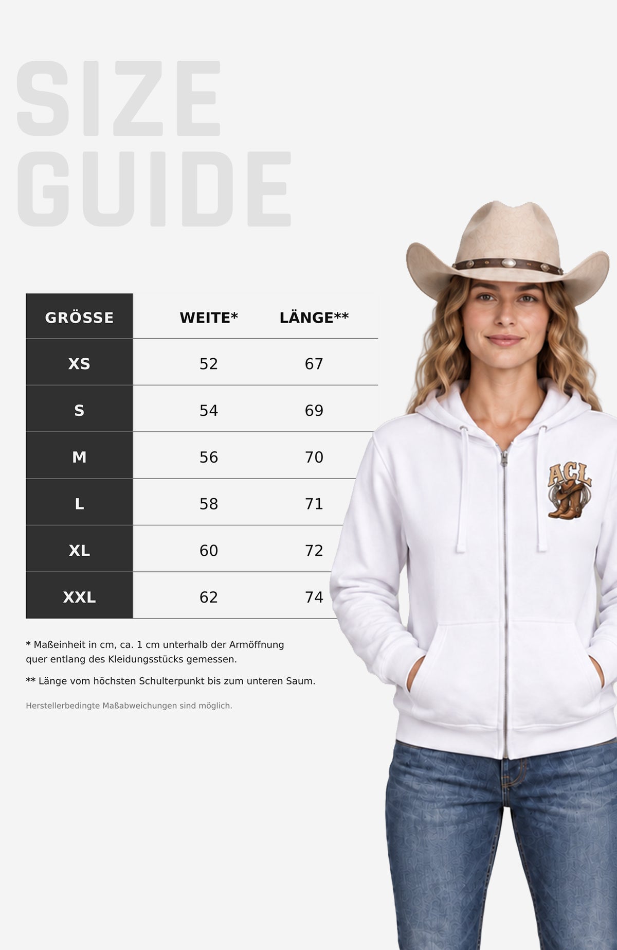 ACL | Sweatjacke mit Kapuze Unisex | Farbiges Motiv Sweatter ACLSweatjackemitKapuze-Unisex-Titelbild-Farbig-EnrolDesign-EnrolShop-01SizeGuide