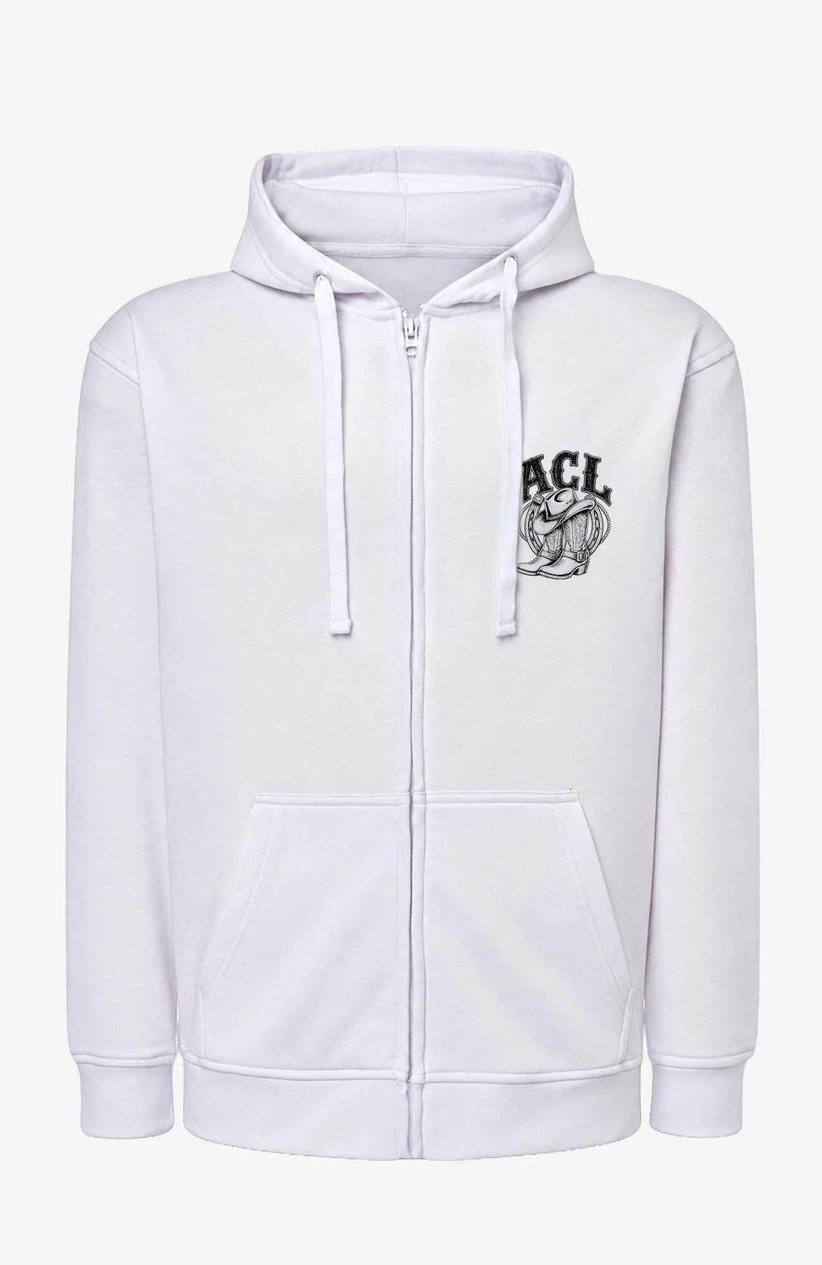 ACL | Sweatjacke mit Kapuze Unisex | Einfarbig Weiß Sweatter ACLSweatjackemitKapuze-Unisex-Weiss-Front-Einfarbig-EnrolDesign-EnrolShop-01