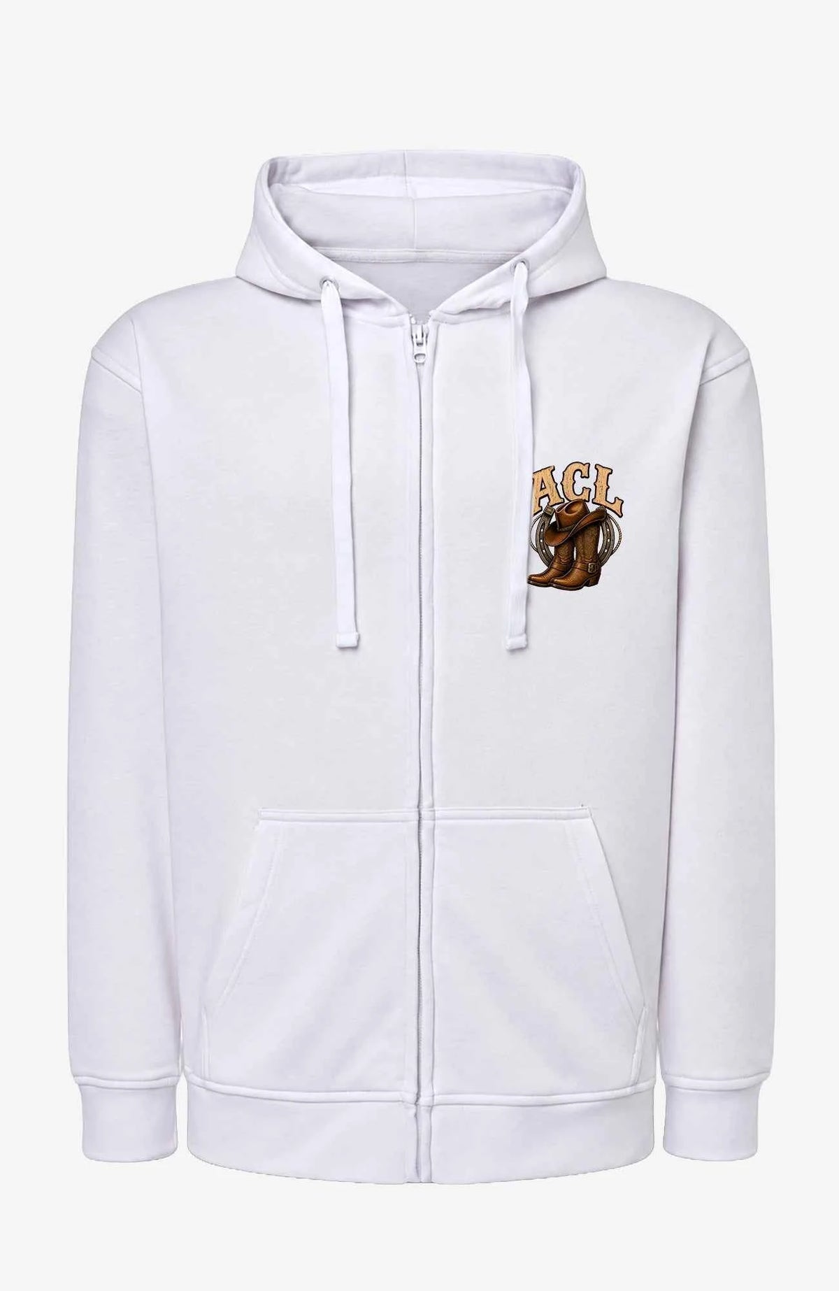 ACL | Sweatjacke mit Kapuze Unisex | Farbiges Motiv Weiß Sweatter ACLSweatjackemitKapuze-Unisex-Weiss-Front-Farbig-EnrolDesign-EnrolShop-01
