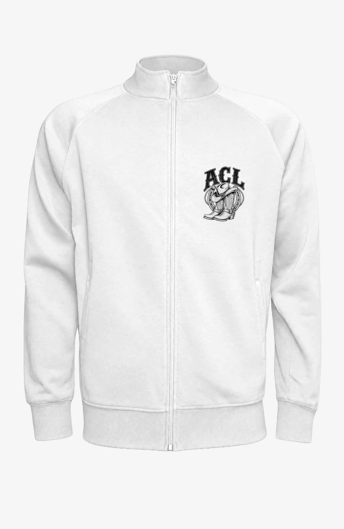 ACL | Sweatjacke Unisex | Einfarbiges Motiv Weiß Sweatter ACLSweatjackeohneKapuze-Unisex-Weiss-Front-einfarbig-EnrolDesign-EnrolShop-01