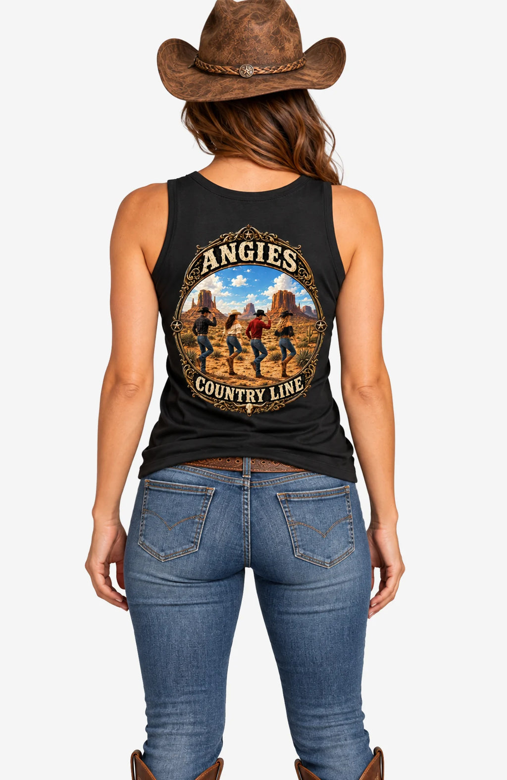 ACL | Damen Shirt ärmellos | Farbiges Motiv ACLTShirtohneAermel-Damen-Schwarz-Back-EnrolDesign-EnrolShop-farbigesLogo.-ModelBack