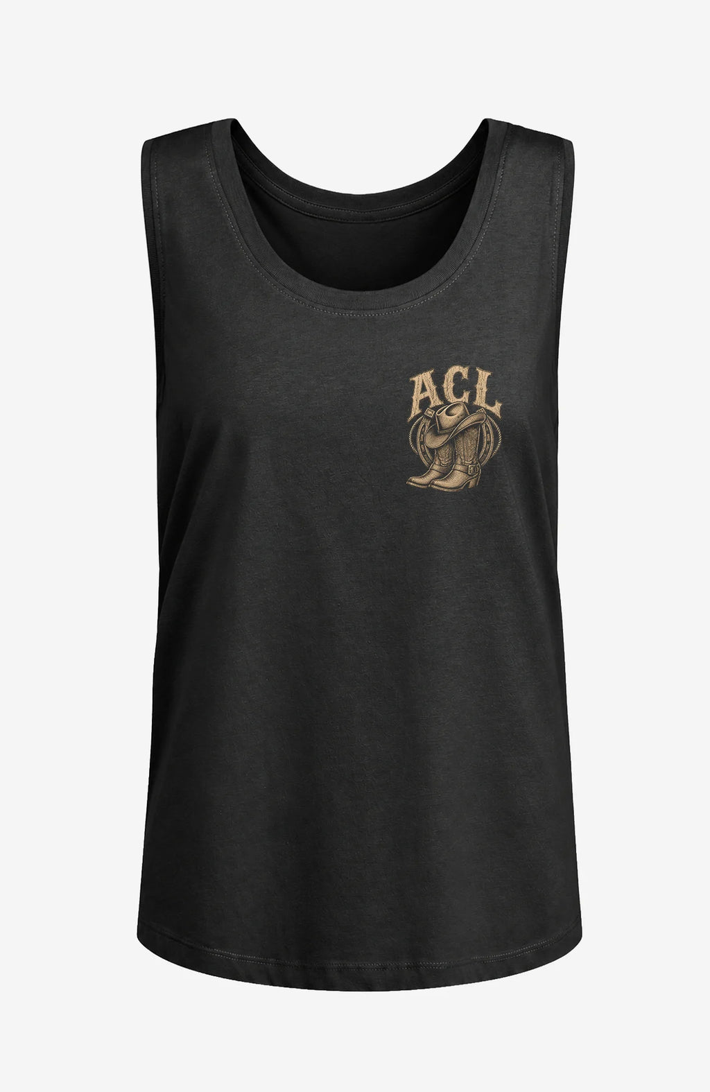 ACL | Damen Shirt ärmellos | Einfarbiges Motiv Schwarz Ärmellos ACLTShirtohneAermel-Damen-Schwarz-Front-EnrolDesign-EnrolShop-einfarbigesLogo