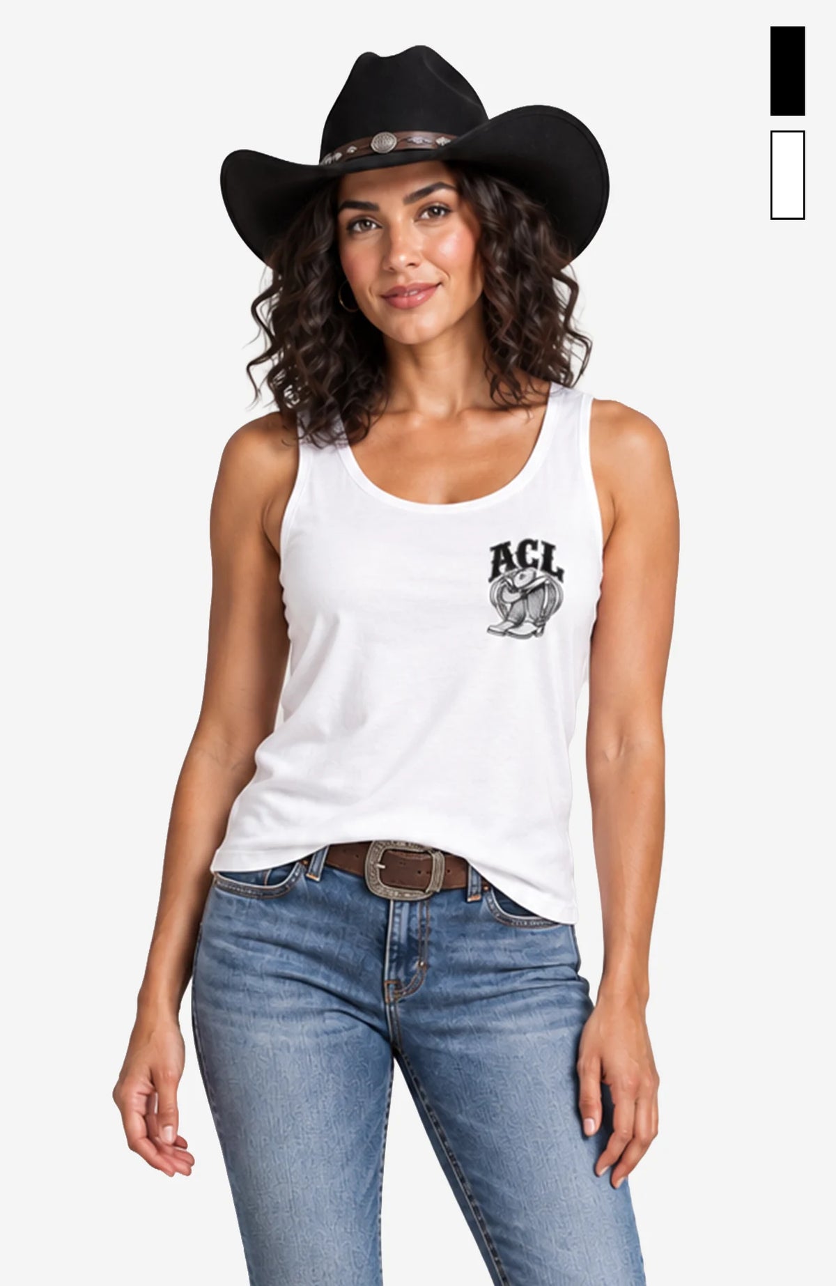 ACL | Damen Shirt ärmellos | Einfarbiges Motiv Ärmellos ACLTShirtohneAermel-Damen-Weiss-BFront-EnrolDesign-EnrolShop-einfarbigesLogo-ModellFront