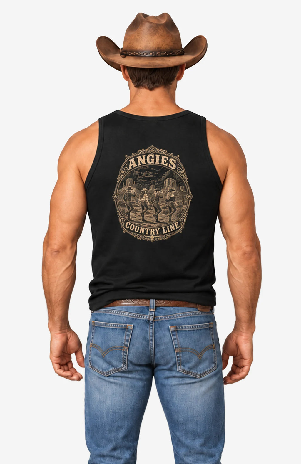 ACL | Herren Shirt ärmellos | Einfarbiges Motiv Ärmellos ACLTShirtohneAermel-Herren-Schwarz-Front-EnrolDesign-EnrolShop-einfarbigesLogo-ModelBack