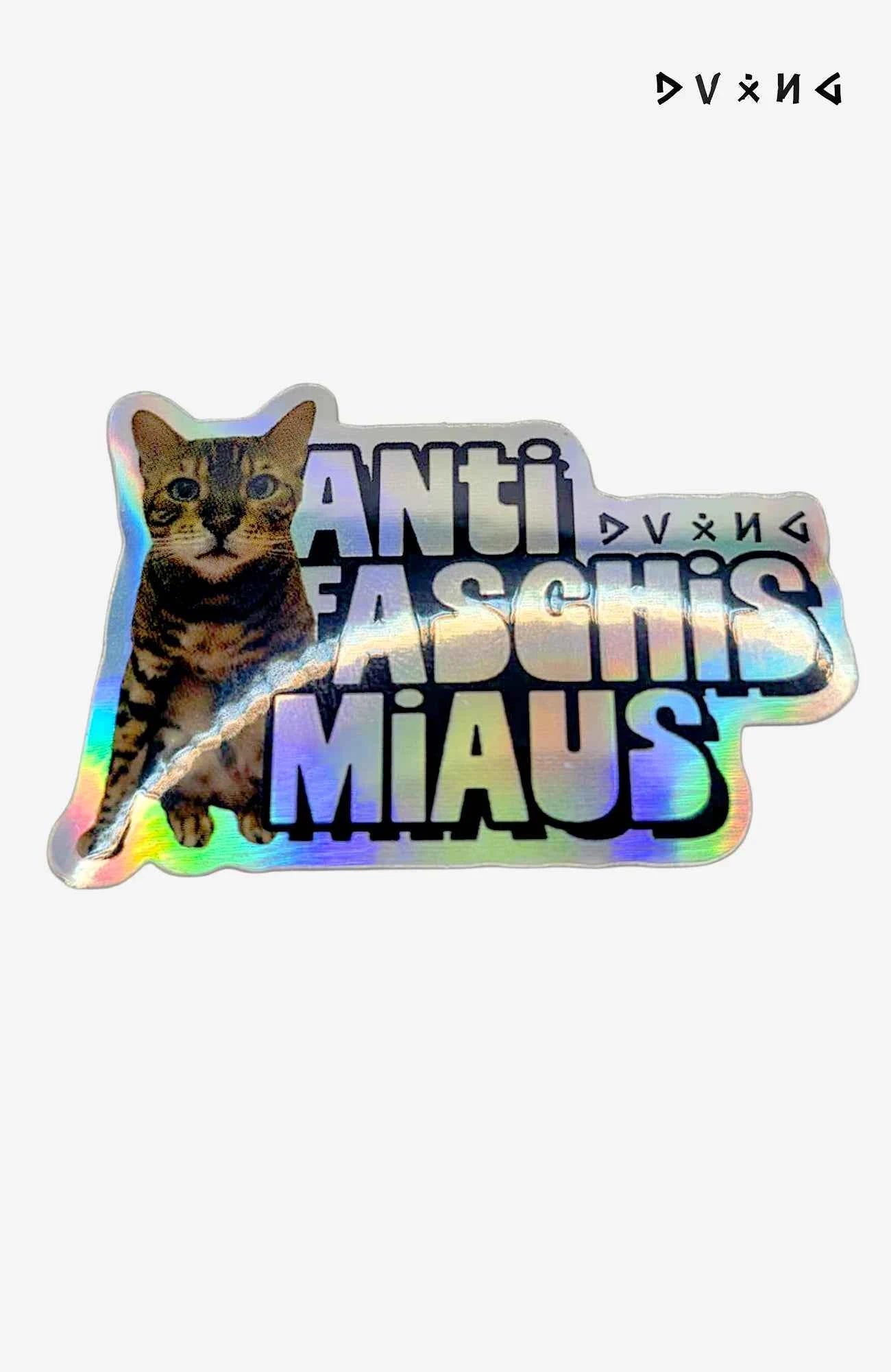 Anti Faschis Miaus | Holo Sticker | Katzen Aufkleber Sticker Aufkleber-AntiFaschisMiaus-EnrolShop-EnrolDesign-Sticker-AufkleberKatze02