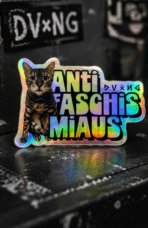 Anti Faschis Miaus | Holo Sticker | Katzen Aufkleber Sticker Aufkleber-AntiFaschisMiaus-EnrolShop-EnrolDesign-Sticker-AufkleberKatze04