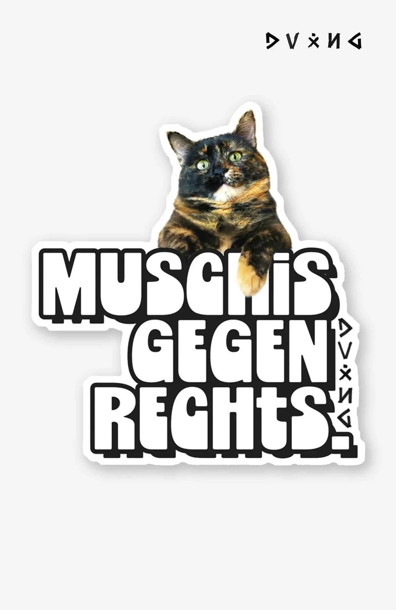 Muschis gegen Rechts | Weiß glänzend | Sticker Sticker Aufkleber-MuschisgegenRechts-weiss-EnrolShop-EnrolDesign-Sticker-AufkleberKatze01