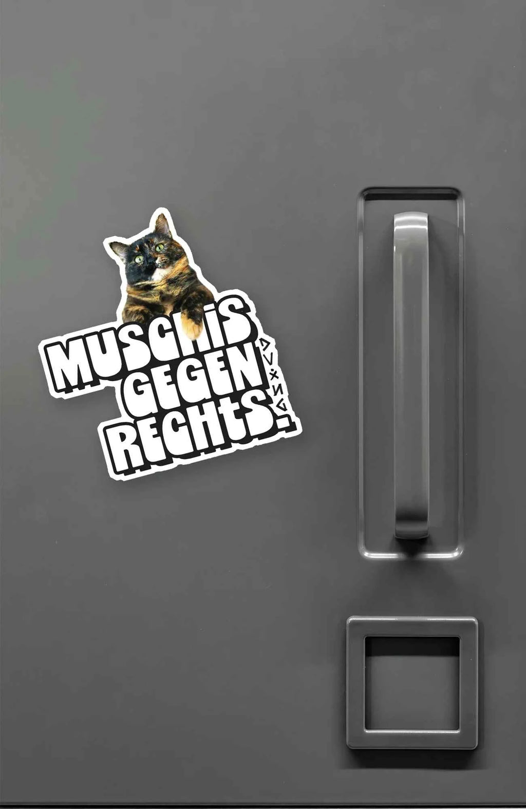 Muschis gegen Rechts | Weiß glänzend | Sticker Sticker Aufkleber-MuschisgegenRechts-weiss-EnrolShop-EnrolDesign-Sticker-AufkleberKatze03