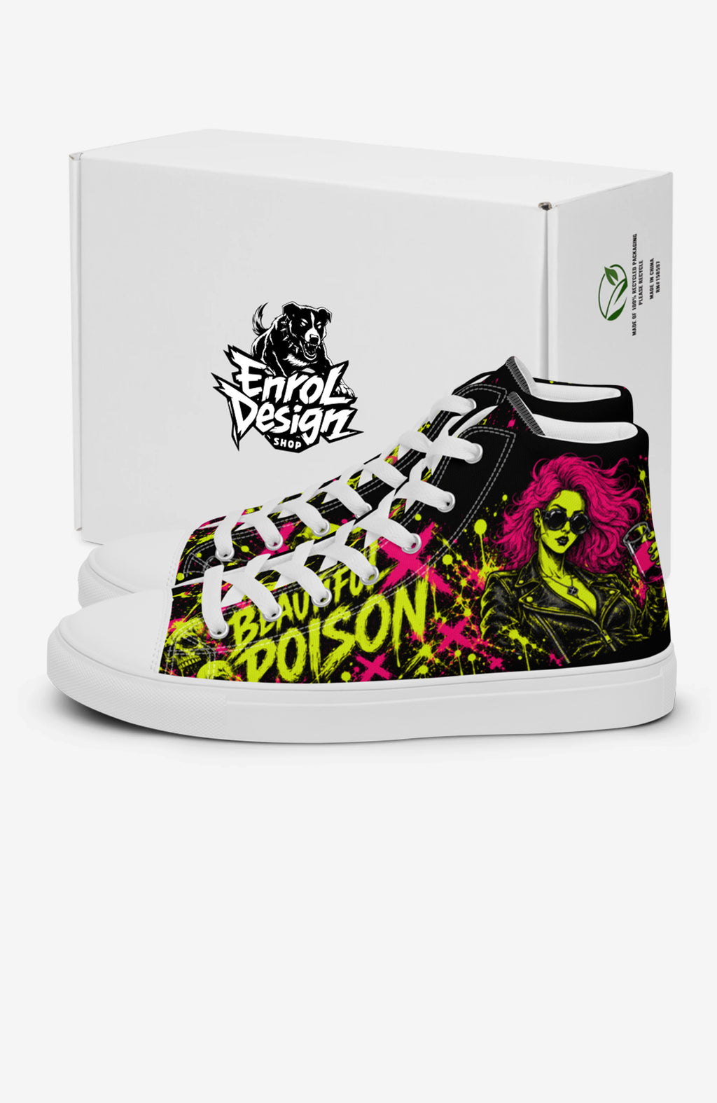 Beautiful Poison | High-Top Sneaker | Damen Sneaker BeautifulPoisen-high-top-sneaker-streetart-urban-Neon-EnrolDesign-design01_340ac4ed-9792-4292-a7e3-c37c8a57a857