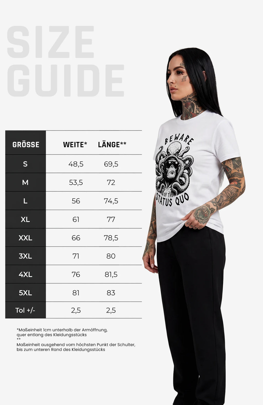 Beware of the Status Quo | T-Shirt | weiss | Skater T-Shirt Shirt BewareoftheStatusQuo-streetwear-tshirt-weiss-Front-EnrolDesign-EnrolShop-SizeGuide