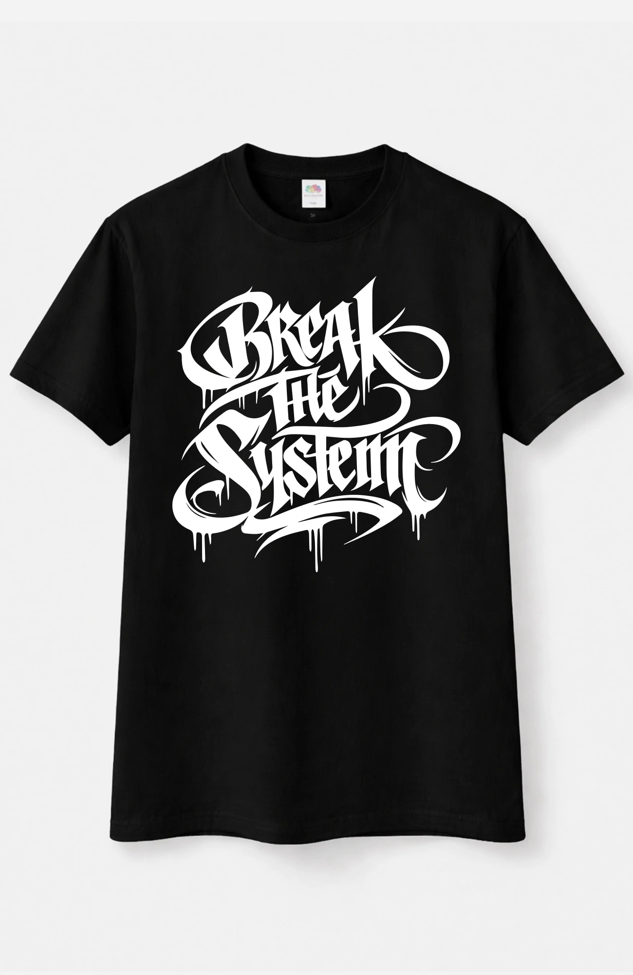 Break The System – Look Bundle - Shirt + Sticker Bundle Break-the-System-EnrolDesign-streetwear-tshirt-schwarz-Front-solo