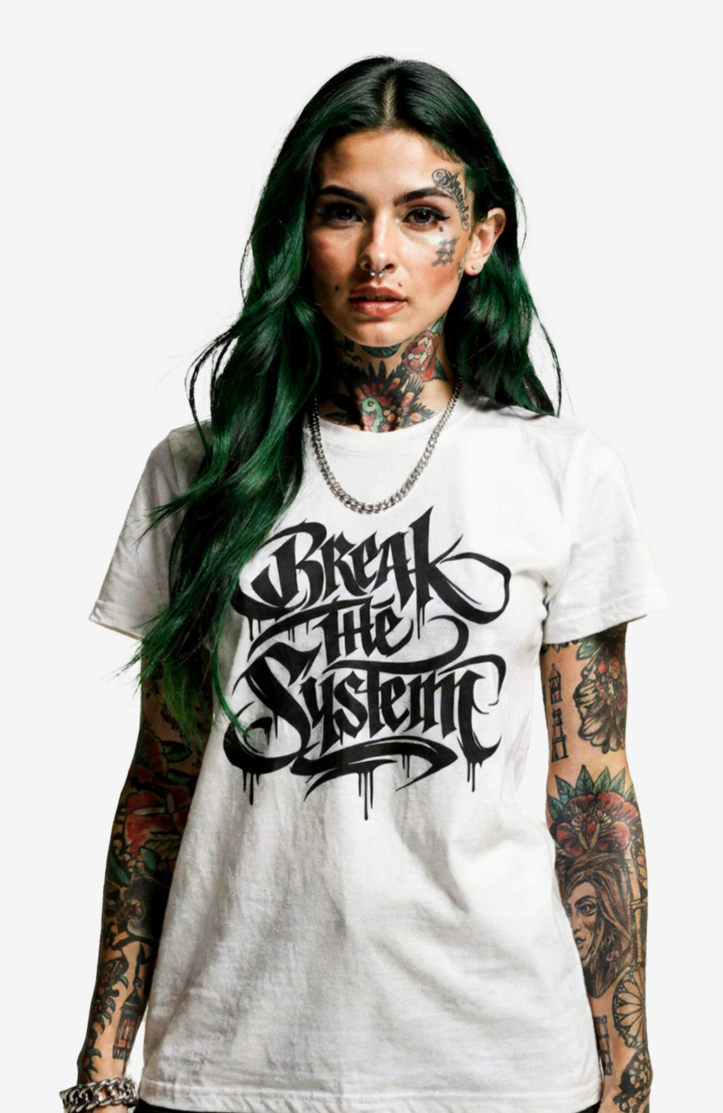 Break The System Shirt – Dark Streetwear Tee Shirt Break-the-System-EnrolDesign-streetwear-tshirt-weiss-Front-Model.02webp_8245d953-a7cd-4130-8387-44023da89b83