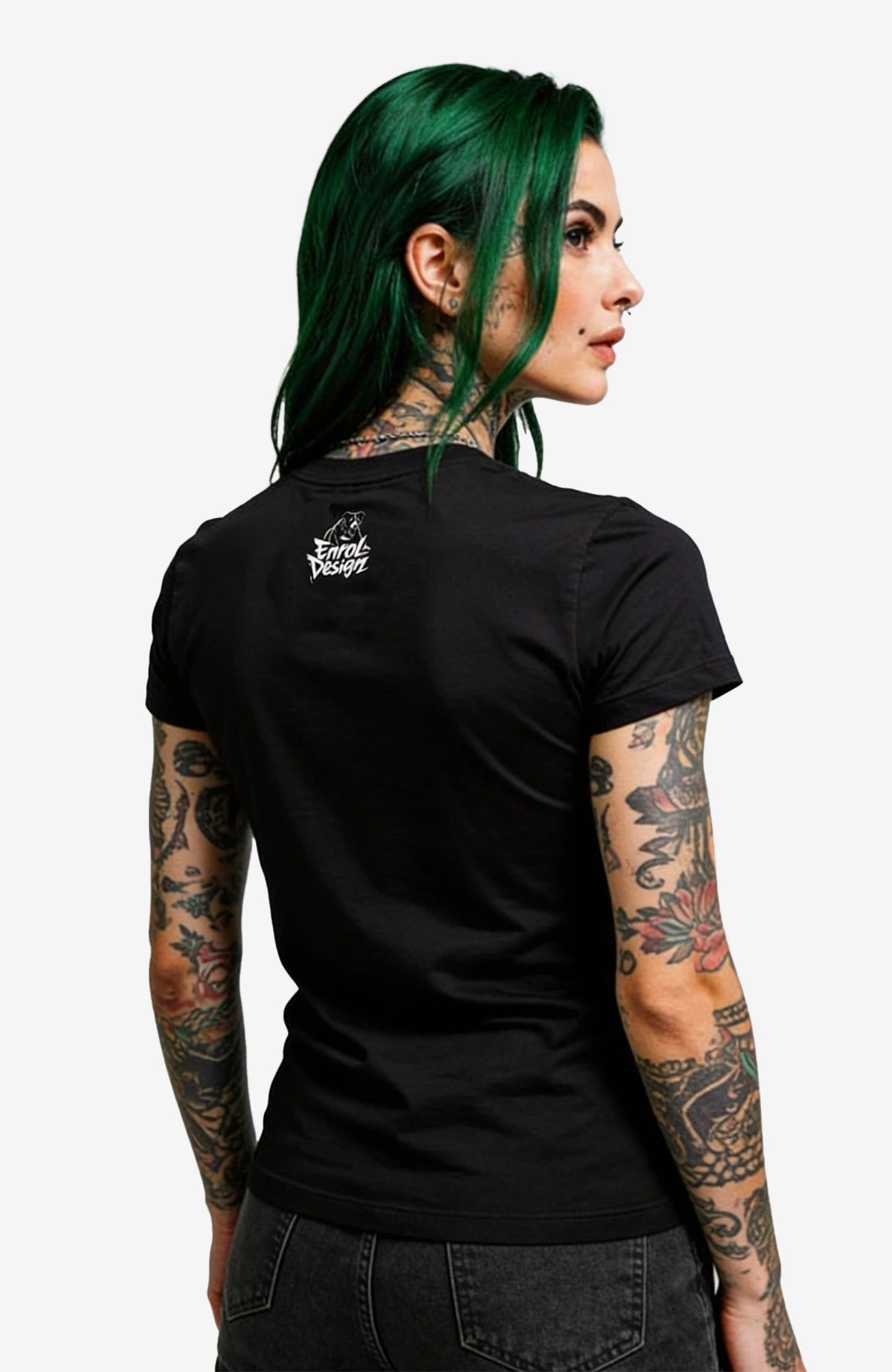 Break The System Shirt – Dark Streetwear Tee Shirt Break_-_the_-_System_-_EnrolDesign_-streetwear-tshirt-schwarz-Back-_Model_01