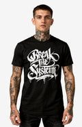 Break The System Shirt – Dark Streetwear Tee Shirt Break_-_the_-_System_-_EnrolDesign_-streetwear-tshirt-schwarz-Front_-_Model_Mann_-_01