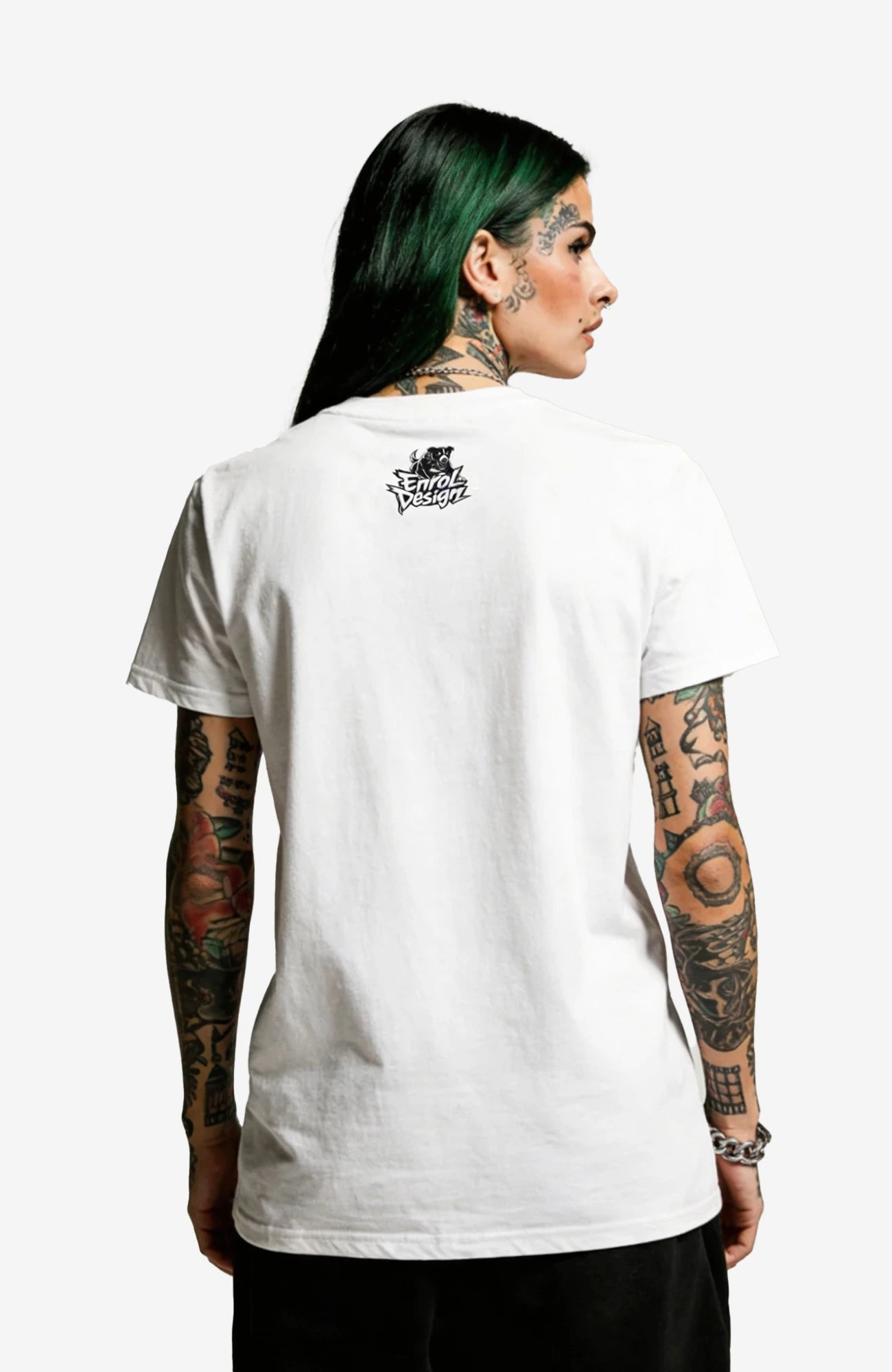 Break The System Shirt – Dark Streetwear Tee Shirt Break_-_the_-_System_-_EnrolDesign_-streetwear-tshirt-weiss-Back_-_Model.02