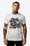 Break The System Shirt – Dark Streetwear Tee Shirt Break_-_the_-_System_-_EnrolDesign_-streetwear-tshirt-white-Front_-_Model_Mann_-_01