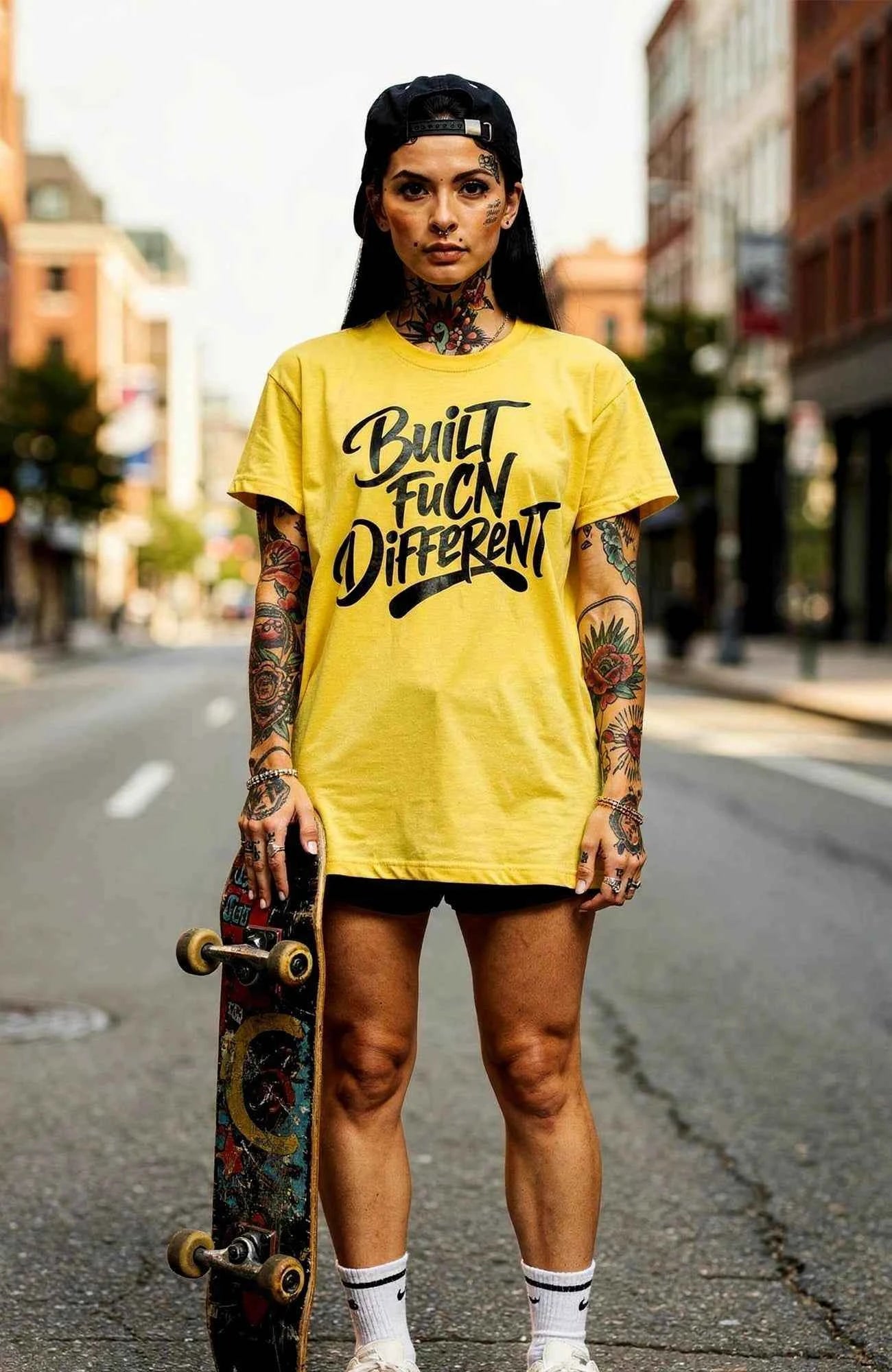 Built F*ckn Different – Kein Standard. Kein Kompromiss. Shirt Built-Fucn-Different-streetwear-tshirt-weiss-Model