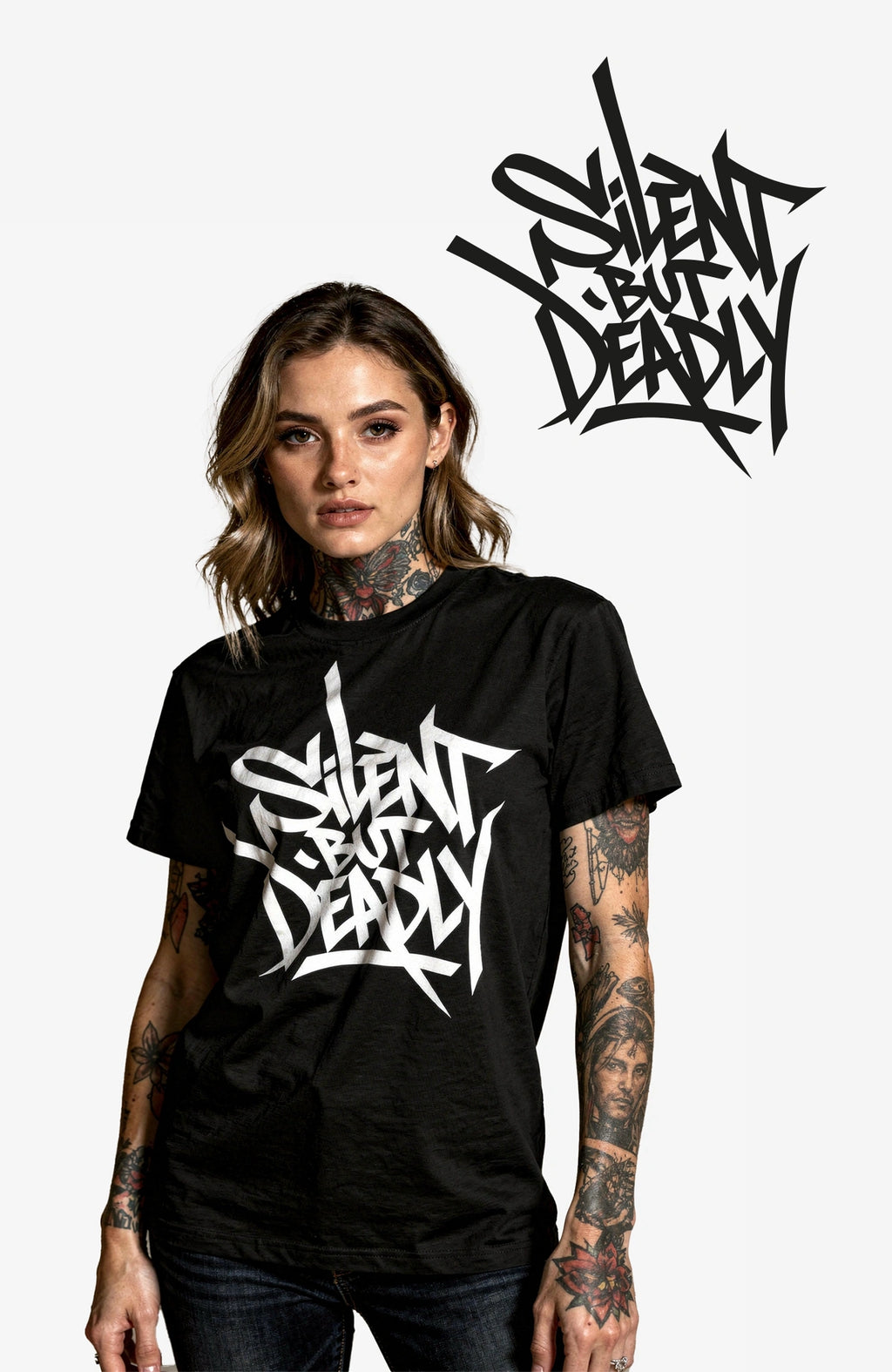 Silent But Deadly – Look Bundle - Shirt + Sticker Bundle Bundle-SilentbutDeadly-EnrolDesign-Sticker-schwarz02