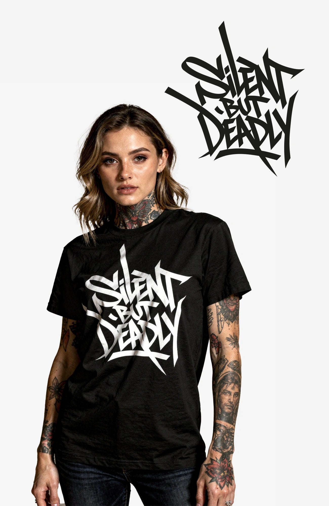 Silent But Deadly – Look Bundle - Shirt + Sticker Bundle Bundle-SilentbutDeadly-EnrolDesign-Sticker-schwarz02