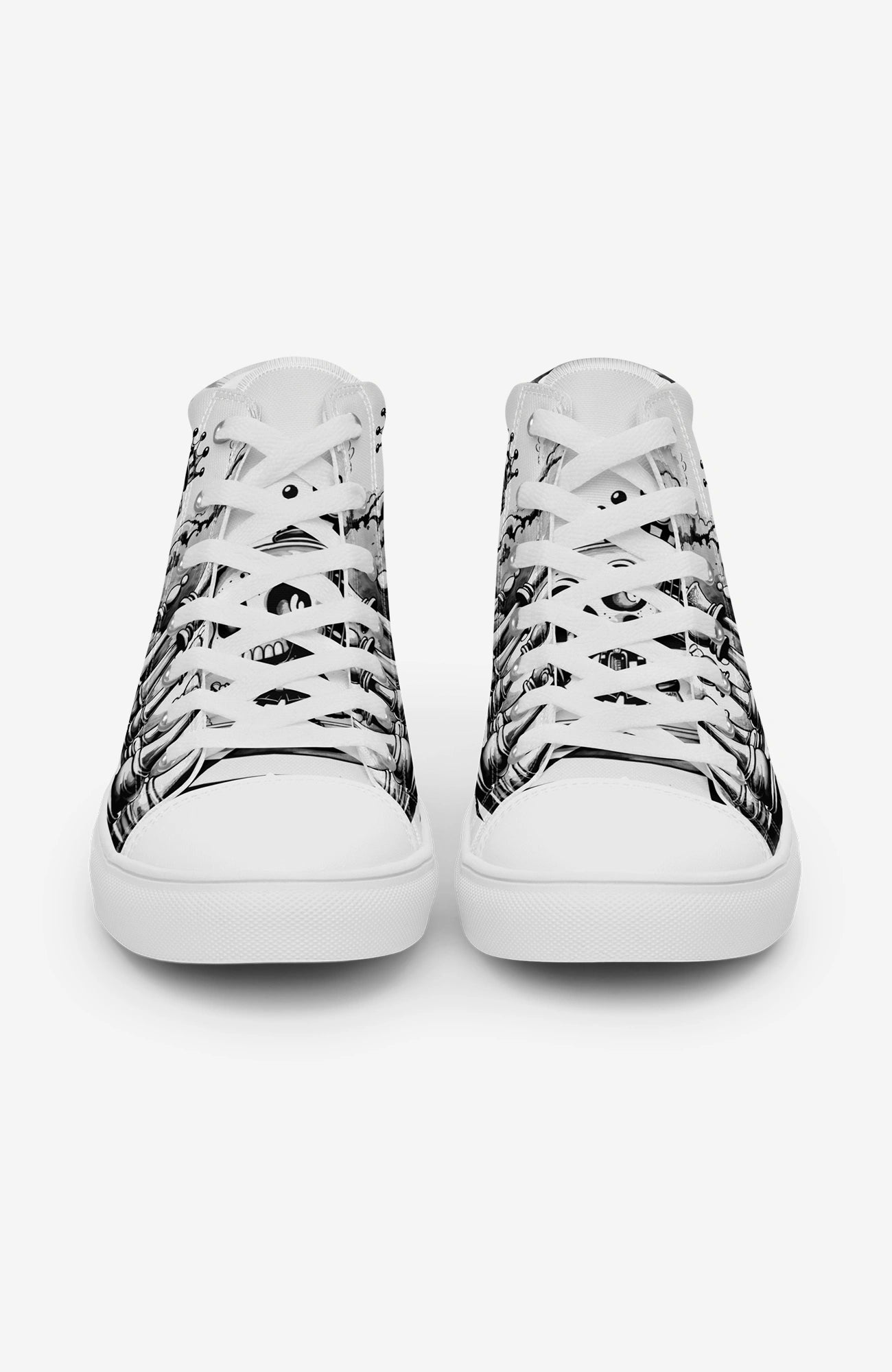 Checkmate High Top Sneaker | Herren Sneaker Chess-high-top-sneaker-Clown-streetwear-blackwhite-canvas-enroldesign-Front