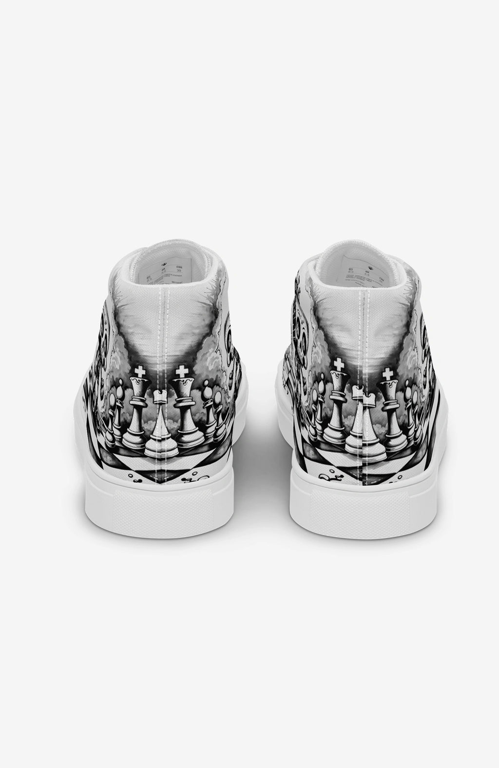 Checkmate High Top Sneaker | Herren Sneaker Chess-high-top-sneaker-Clown-streetwear-blackwhite-canvas-enroldesign-back