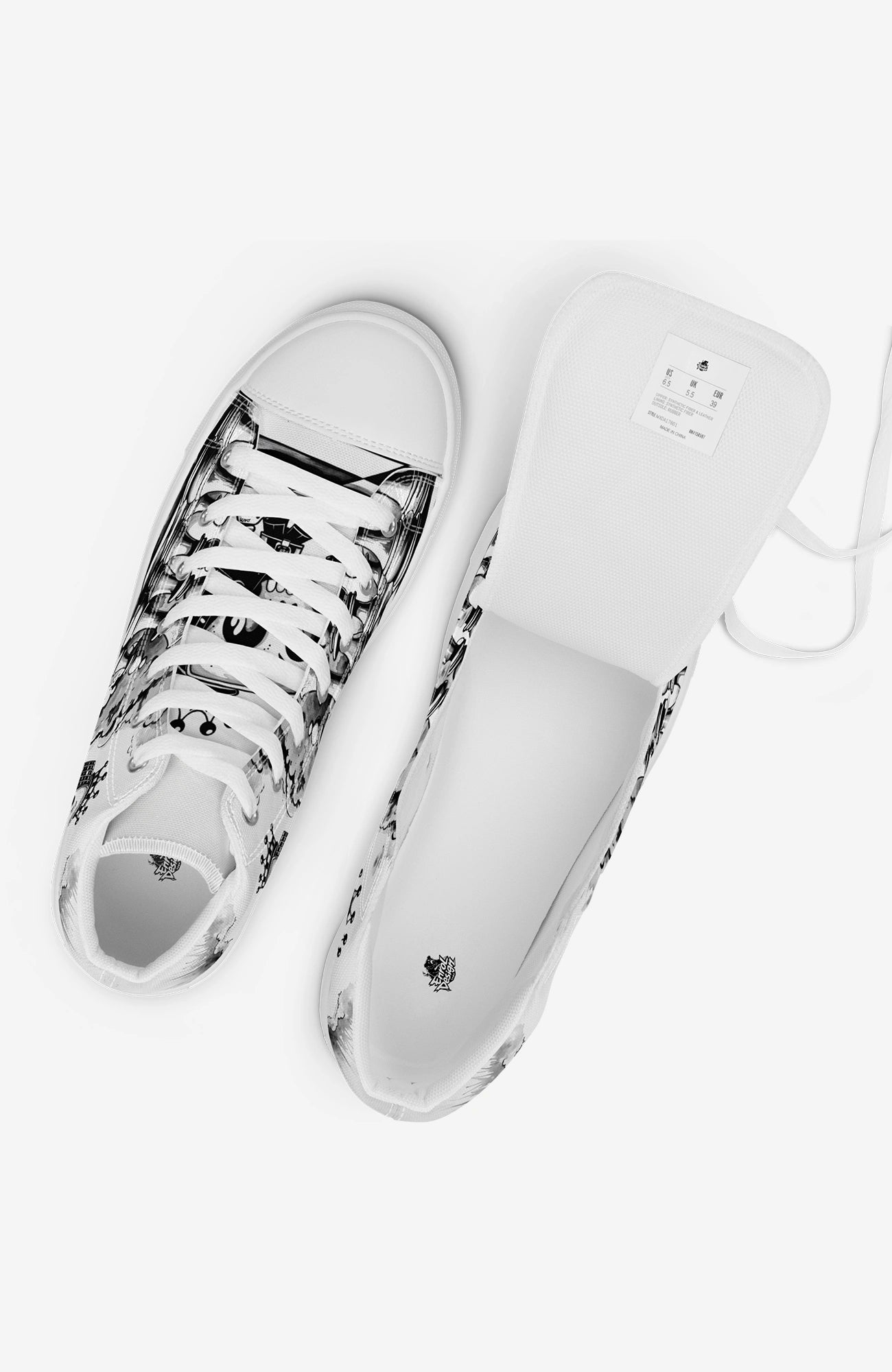 Checkmate High Top Sneaker | Herren Sneaker Chess-high-top-sneaker-Clown-streetwear-blackwhite-canvas-enroldesign-oben