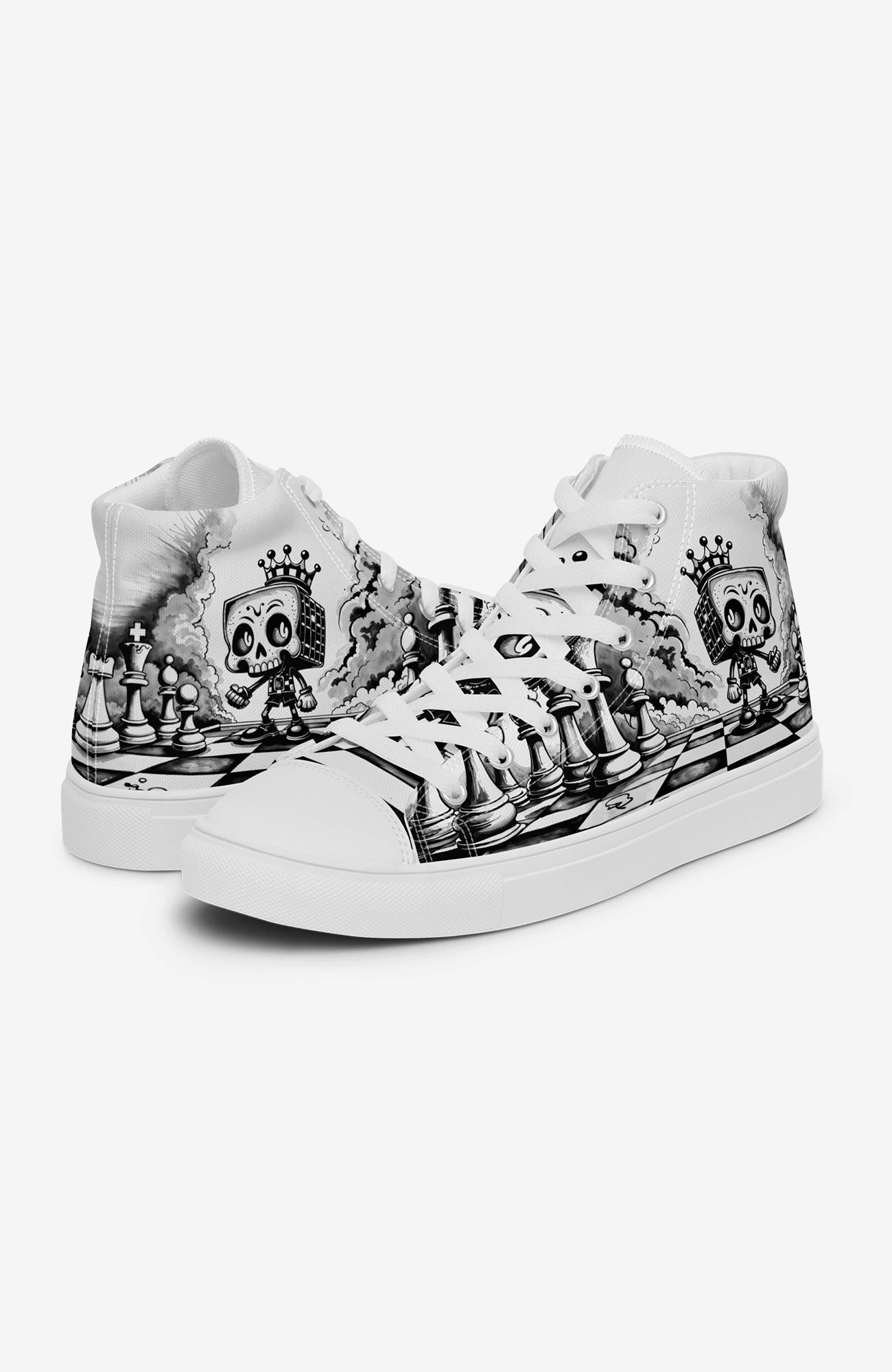 Checkmate High Top Sneaker | Herren Sneaker Chess-high-top-sneaker-Clown-streetwear-blackwhite-canvas-enroldesign-side02
