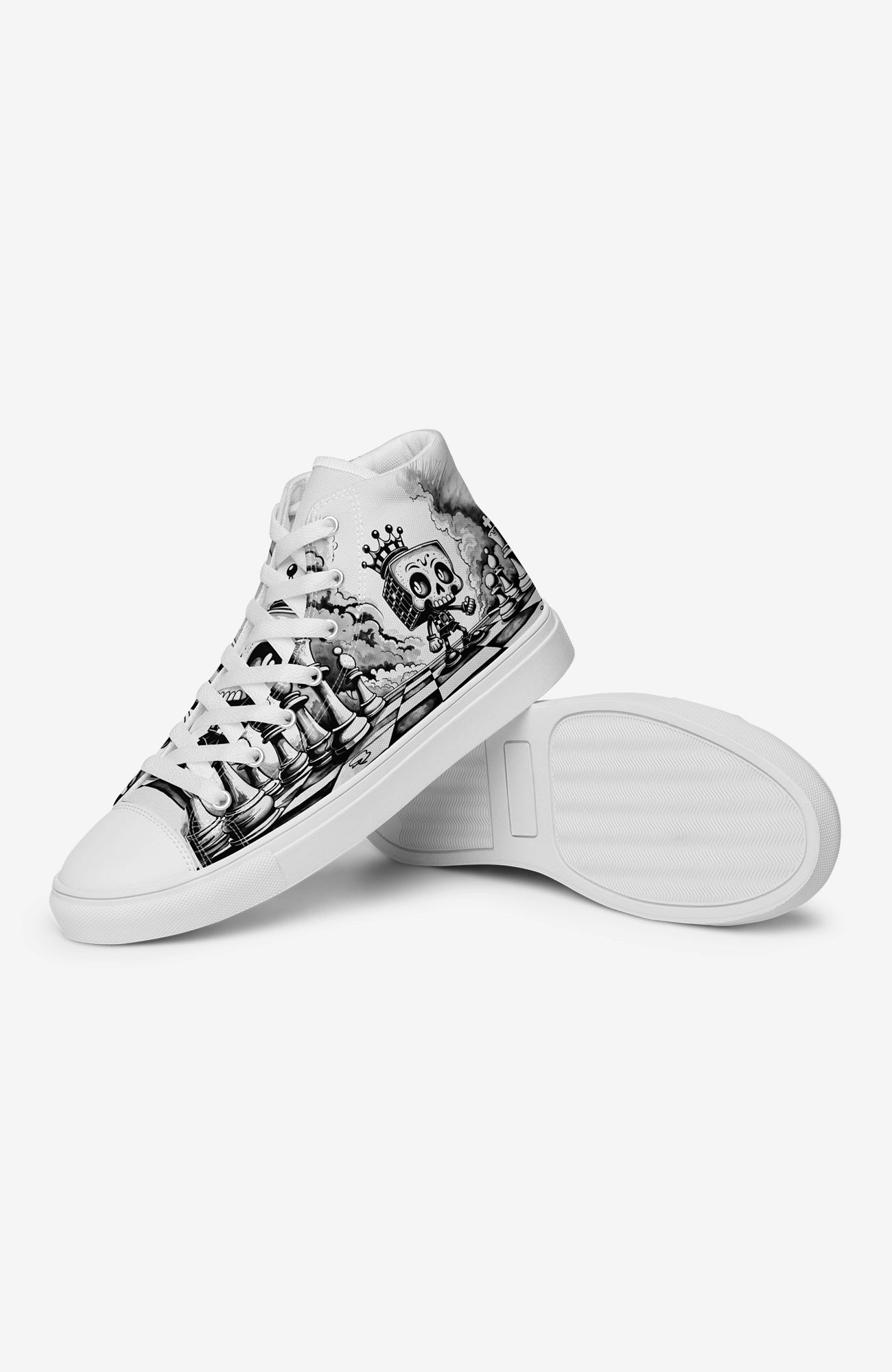 Checkmate High Top Sneaker | Damen Sneaker Chess-high-top-sneaker-Clown-streetwear-blackwhite-canvas-enroldesign-side03_3c99da6d-1e54-41ce-ba08-fd006bf61076