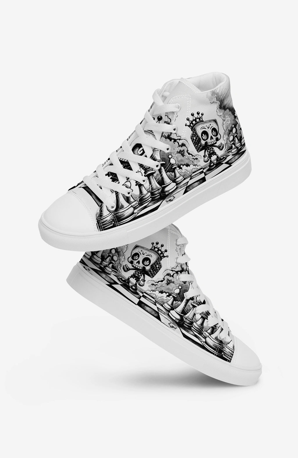 Checkmate High Top Sneaker | Damen Sneaker Chess-high-top-sneaker-Clown-streetwear-blackwhite-canvas-enroldesign-side_f6fc4e1c-a27f-4705-877d-af38214cc7d4